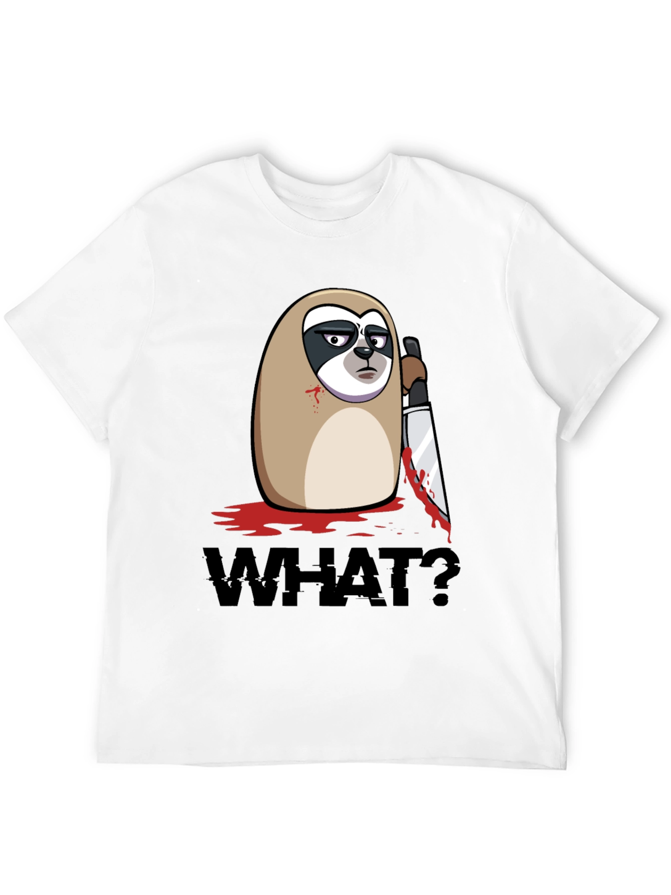 Sloth With Knife Black Graphic Tee