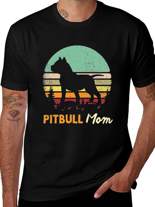 Pitbull Mom Retro Sunset Graphic Tee