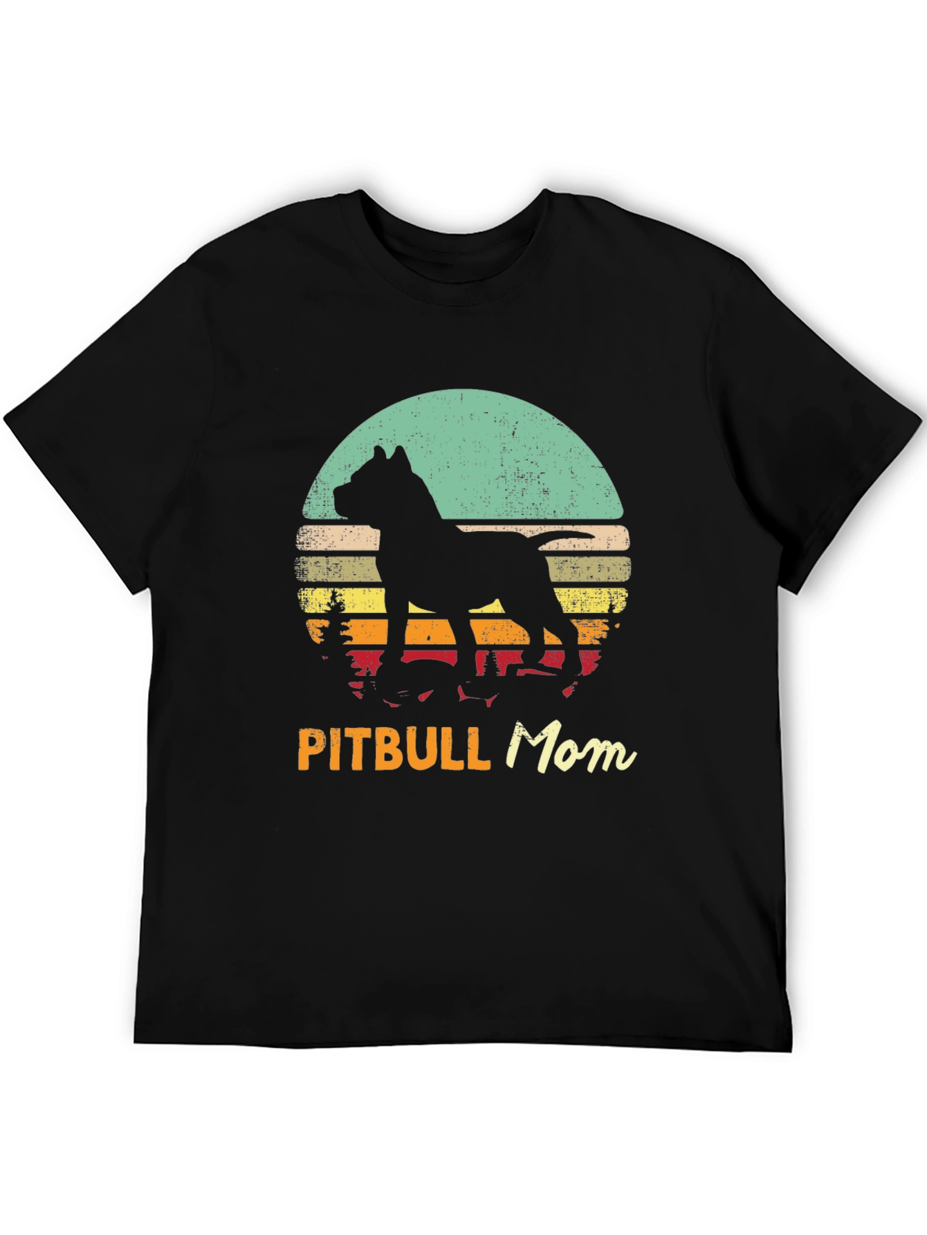 Pitbull Mom Retro Sunset Graphic Tee