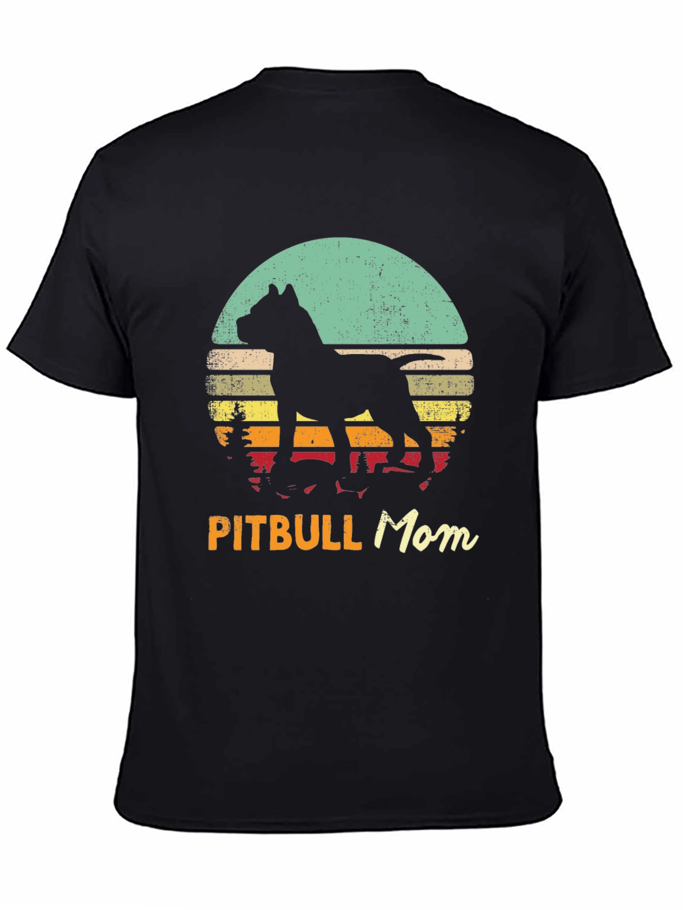 Pitbull Mom Retro Sunset Graphic Tee