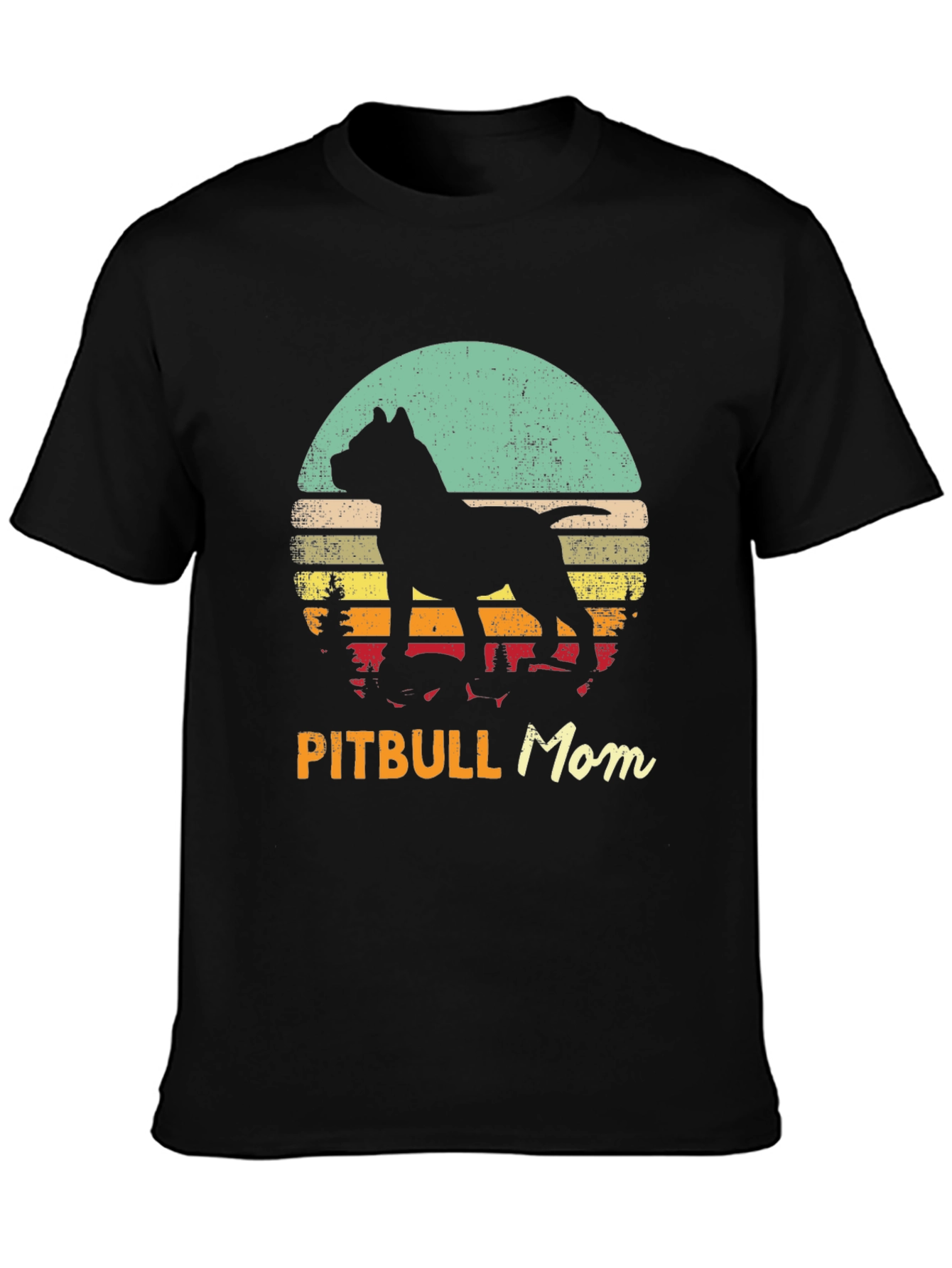 Pitbull Mom Retro Sunset Graphic Tee
