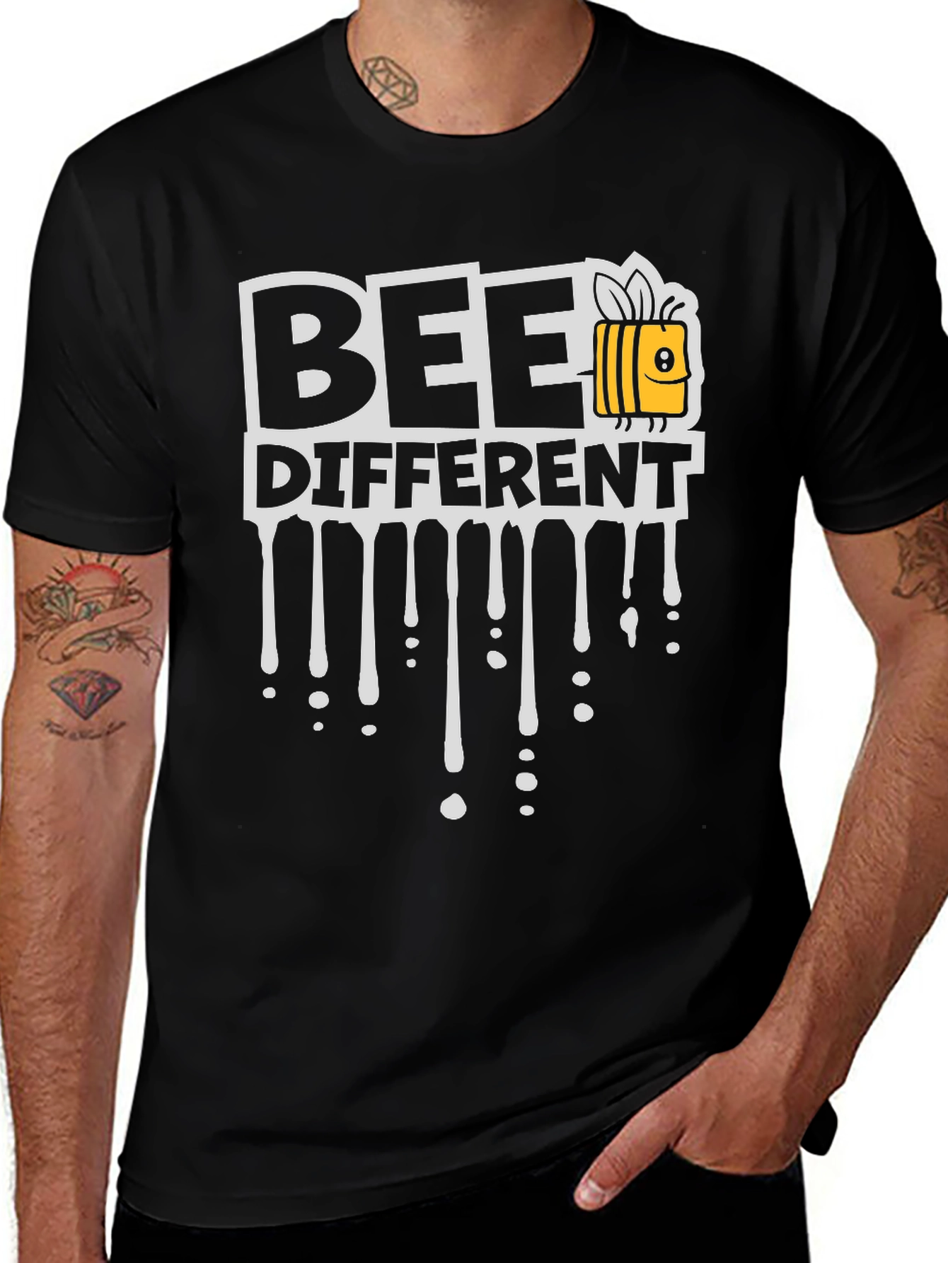 Bee Different Black T-Shirt