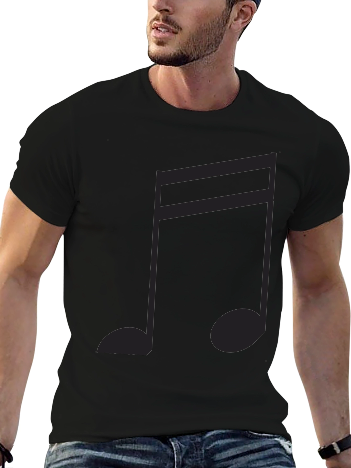 Double Eighth Note Black Tee