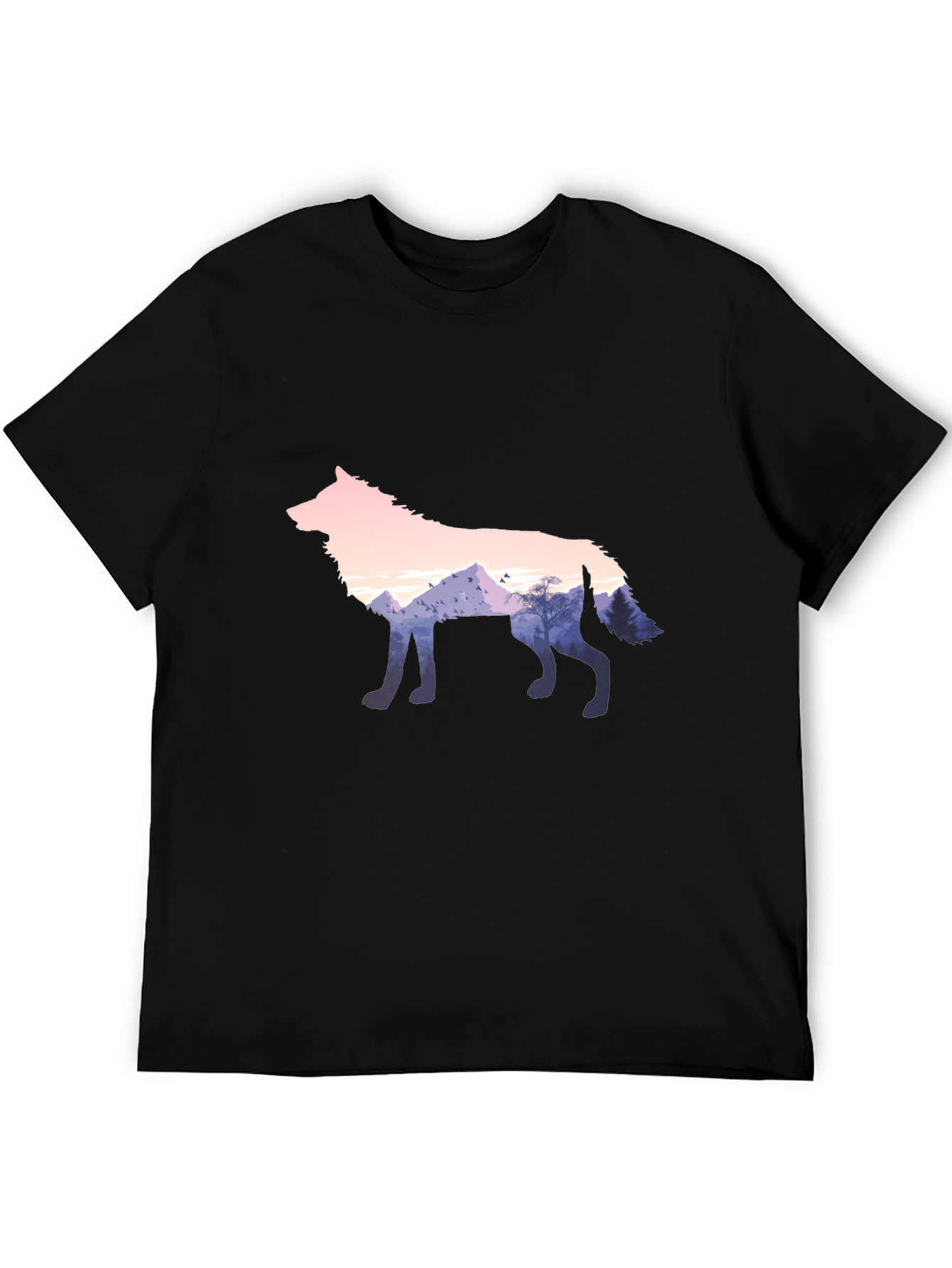 Wolf Silhouette Graphic Black T-Shirt