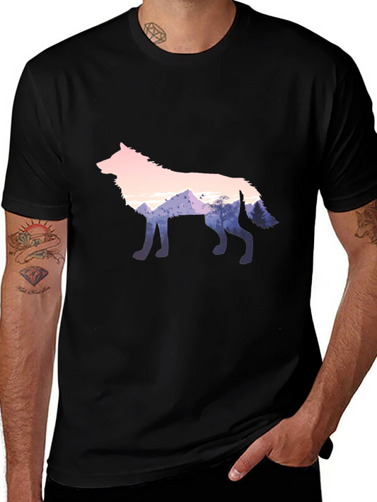 Wolf Silhouette Graphic Black T-Shirt