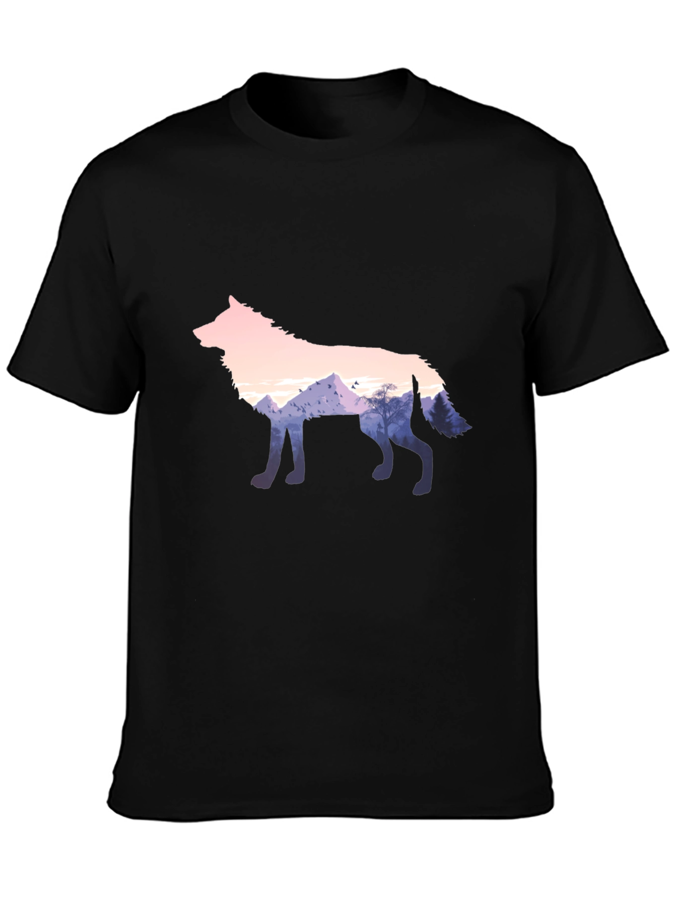 Wolf Silhouette Graphic Black T-Shirt