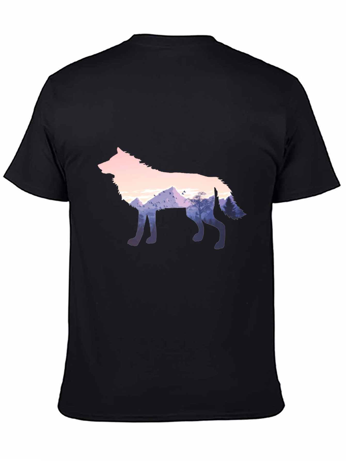 Wolf Silhouette Graphic Black T-Shirt