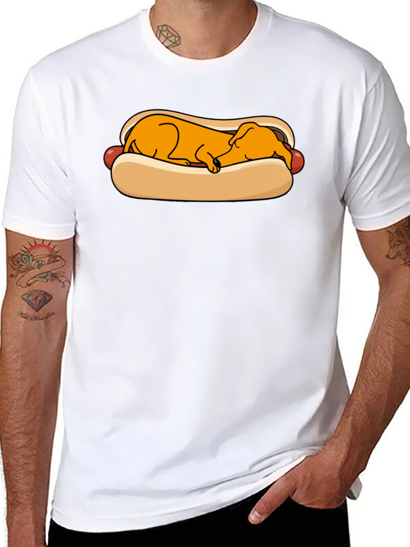 Funny Hot Dog Dachshund Graphic T-Shirt