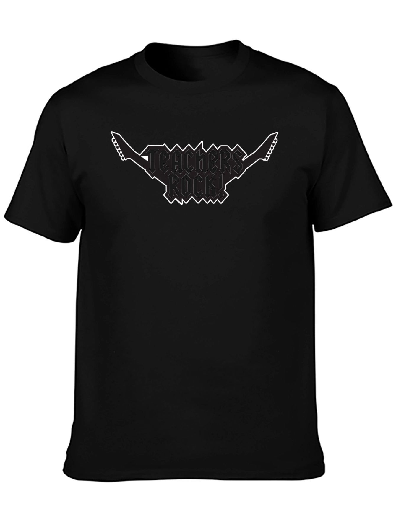 Teachers Rock! Guitar Graphic Tee - Black Cotton T-Shirt