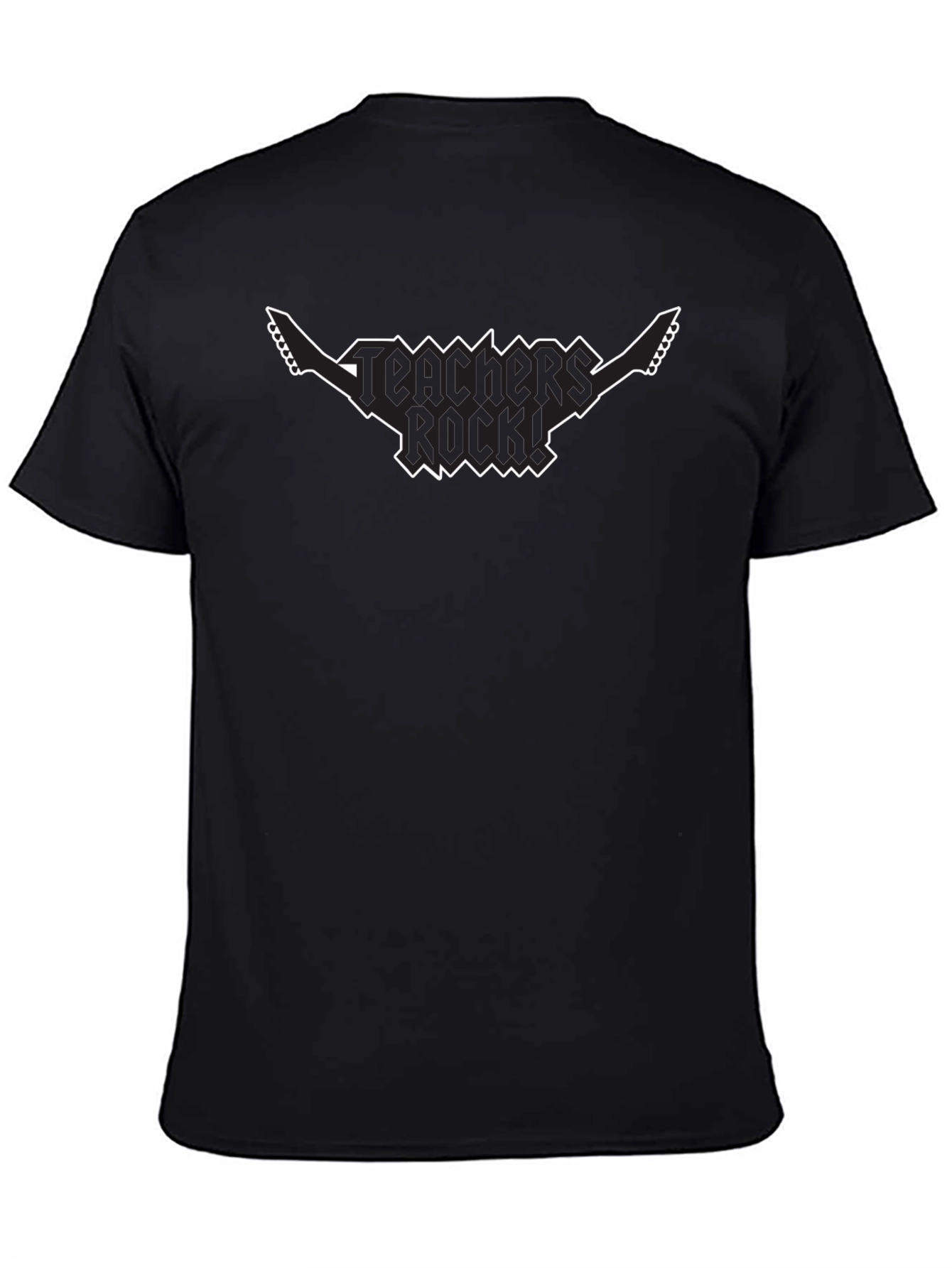 Teachers Rock! Guitar Graphic Tee - Black Cotton T-Shirt