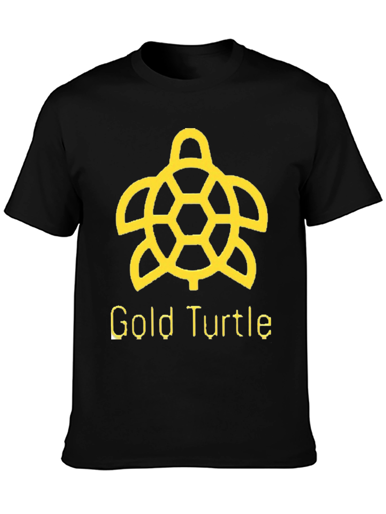 Gold Turtle Graphic Tee - Black Cotton T-Shirt