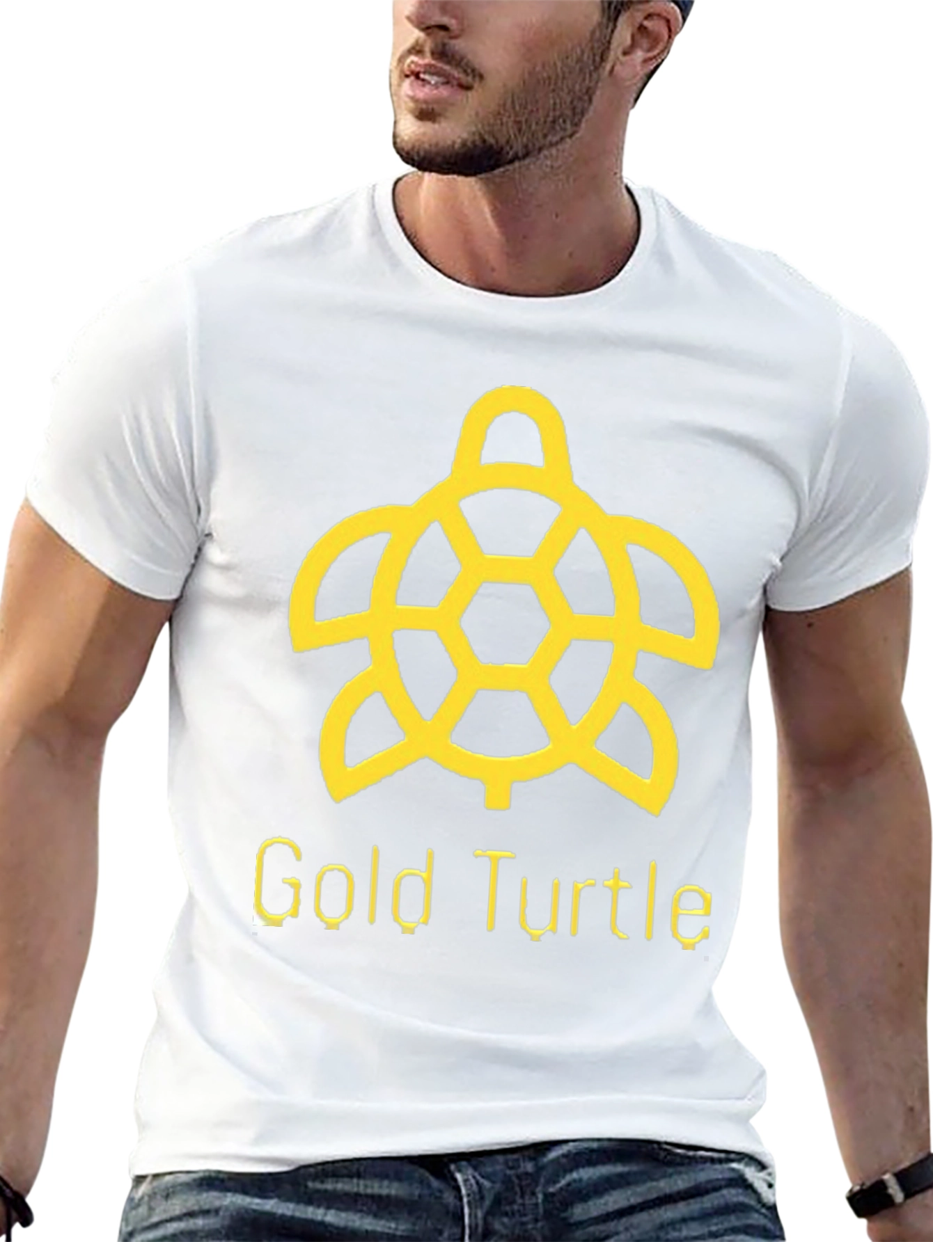 Gold Turtle Graphic Tee - Black Cotton T-Shirt