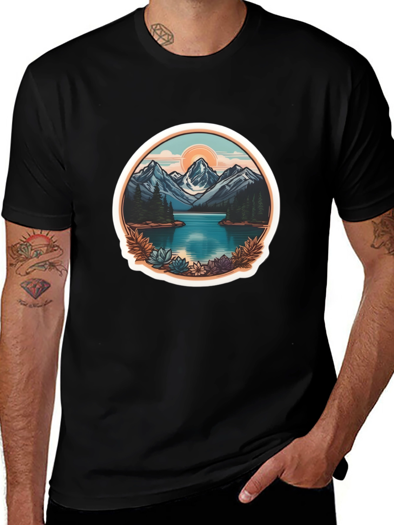 Mountain Lake Graphic Tee - Nature Adventure Shirt