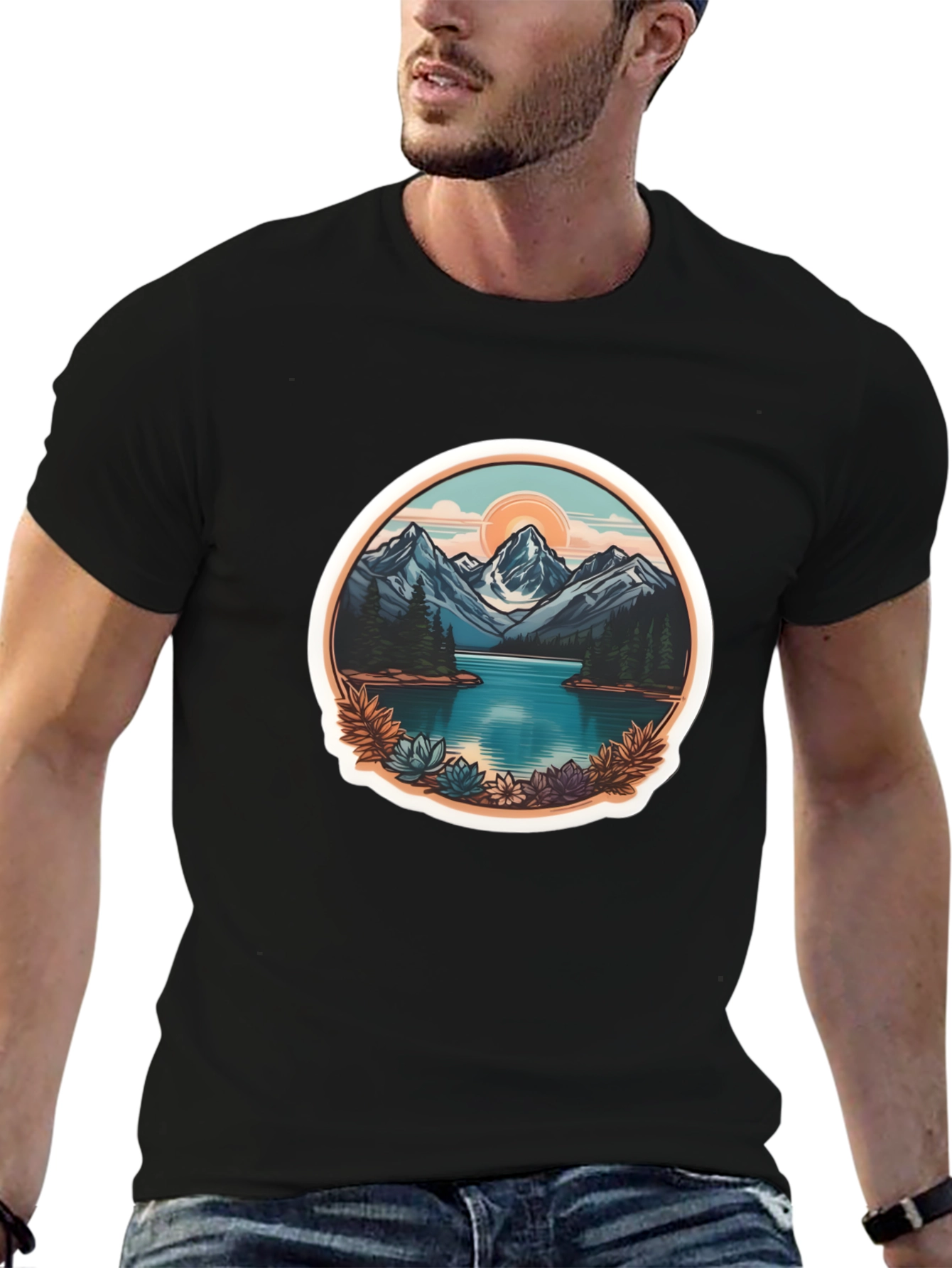 Mountain Lake Graphic Tee - Nature Adventure Shirt