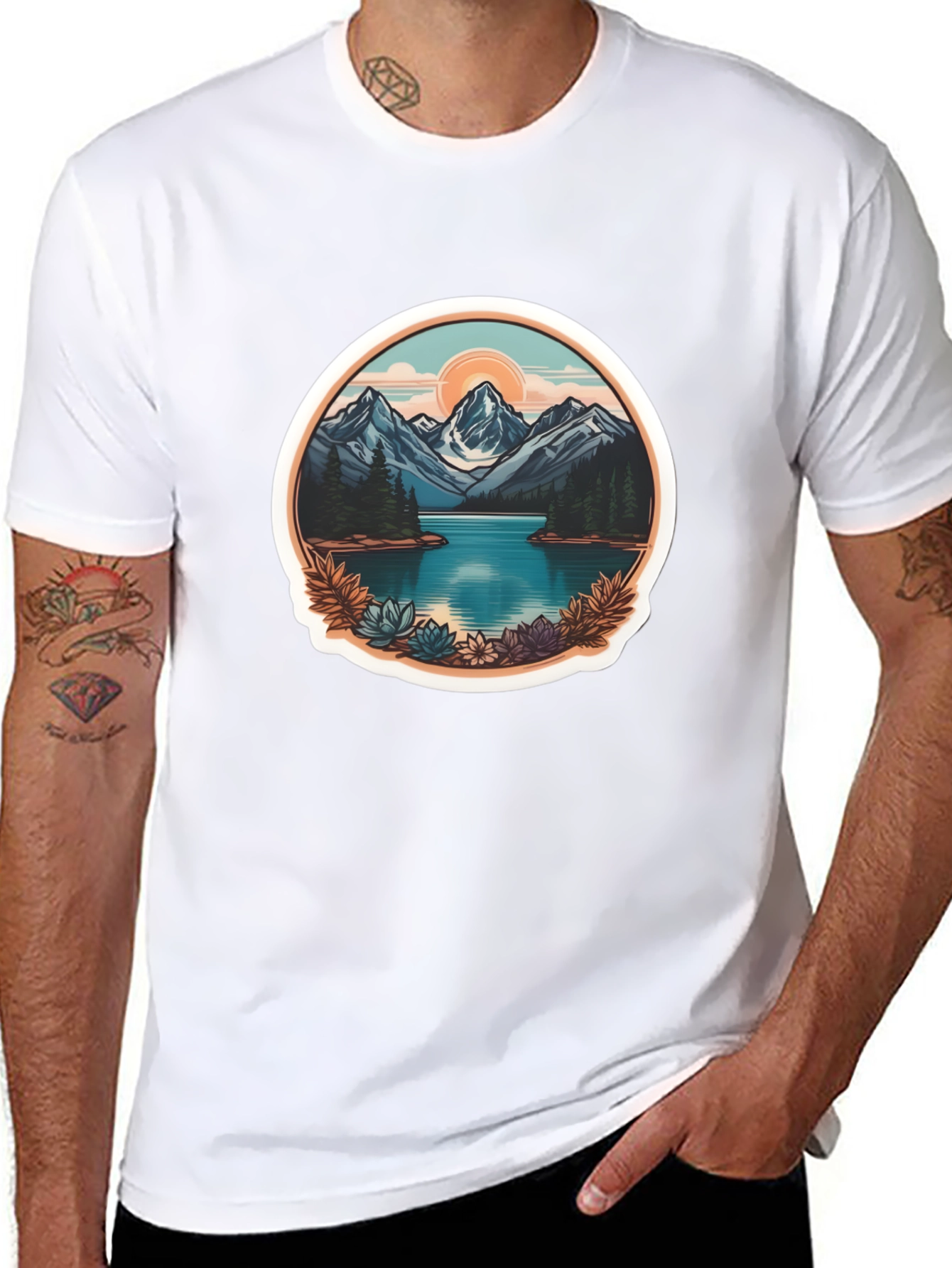 Mountain Lake Graphic Tee - Nature Adventure Shirt