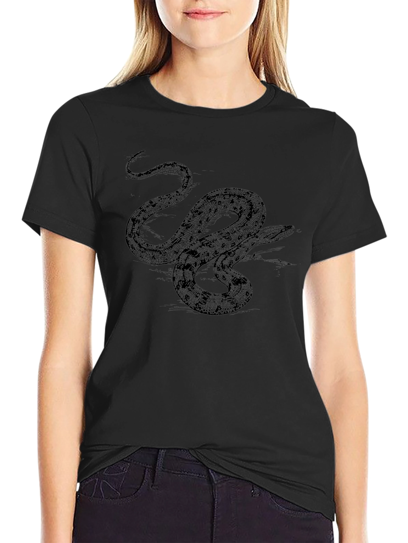 Black Snake Graphic Tee - Mens Casual T-Shirt