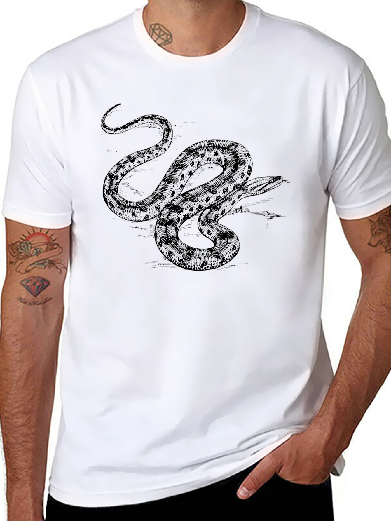 Black Snake Graphic Tee - Mens Casual T-Shirt