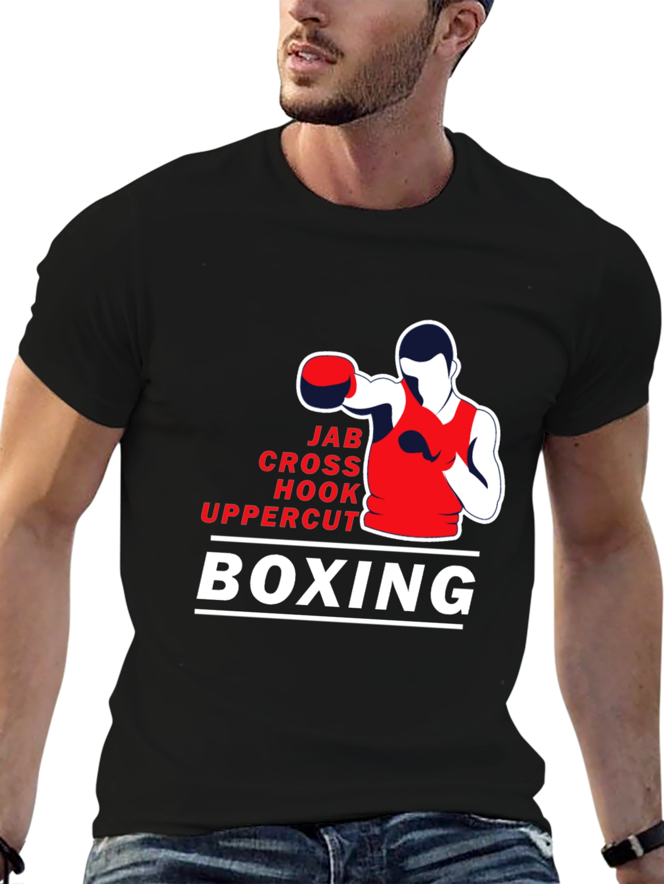 Boxing Moves Graphic T-Shirt - Jab Cross Hook Uppercut