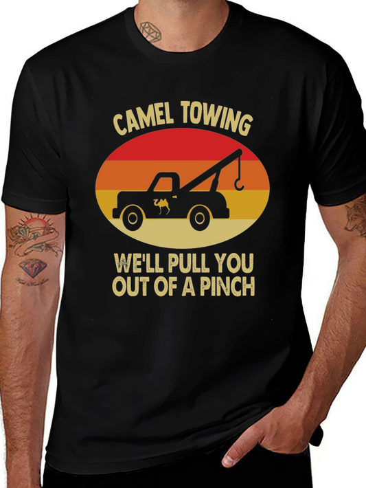 Camel Towing Humor Graphic T-Shirt