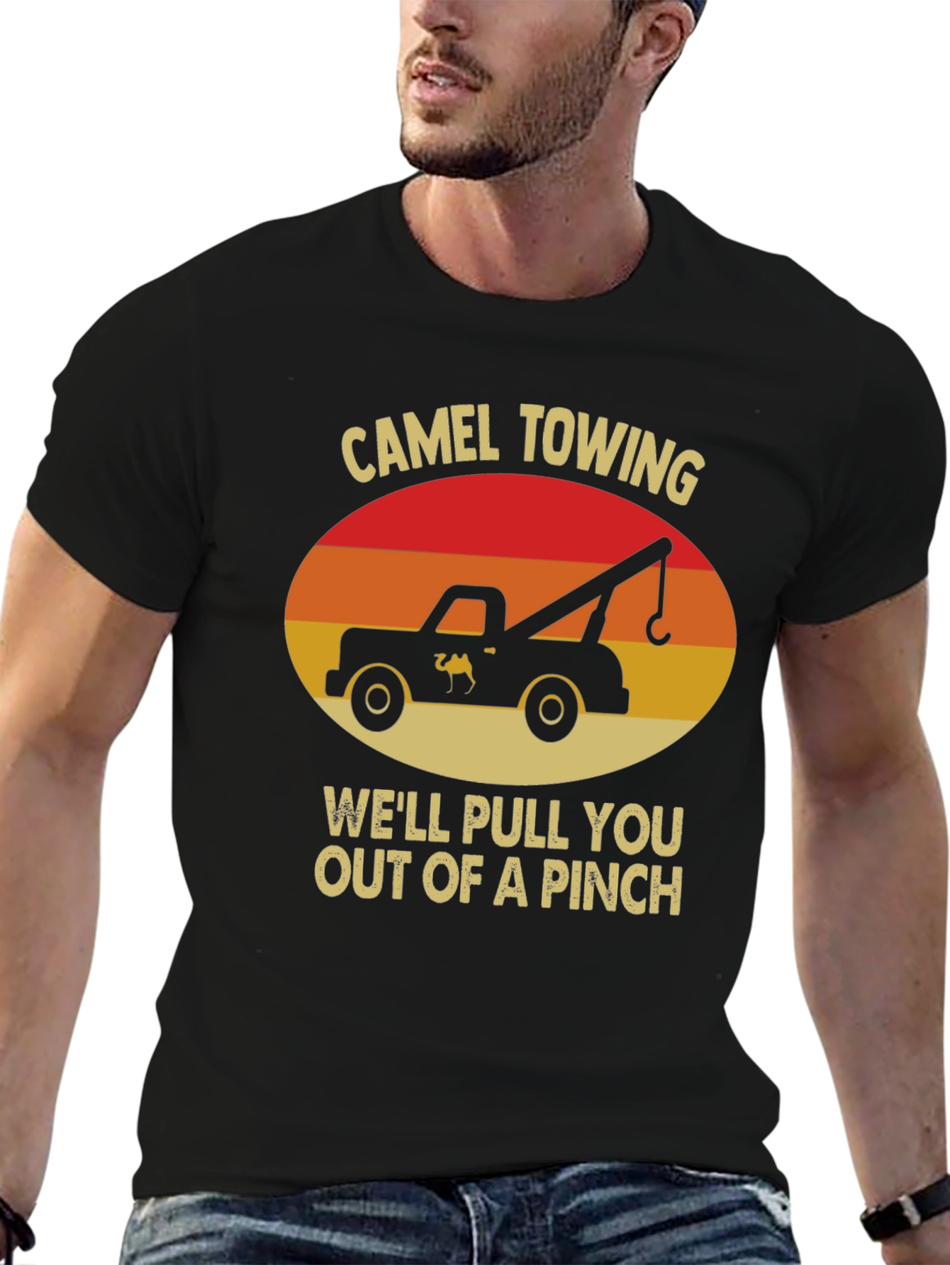Camel Towing Humor Graphic T-Shirt