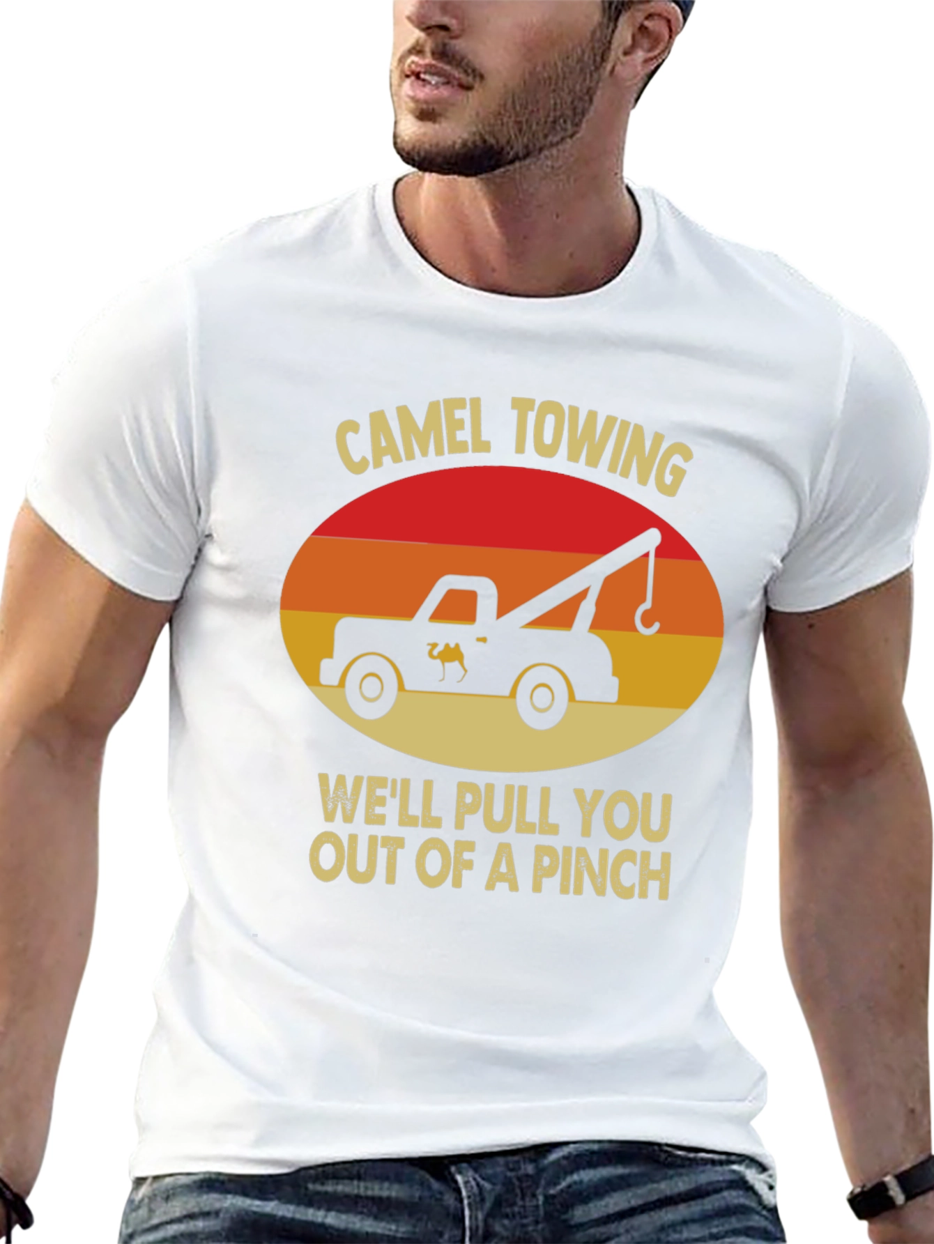 Camel Towing Humor Graphic T-Shirt