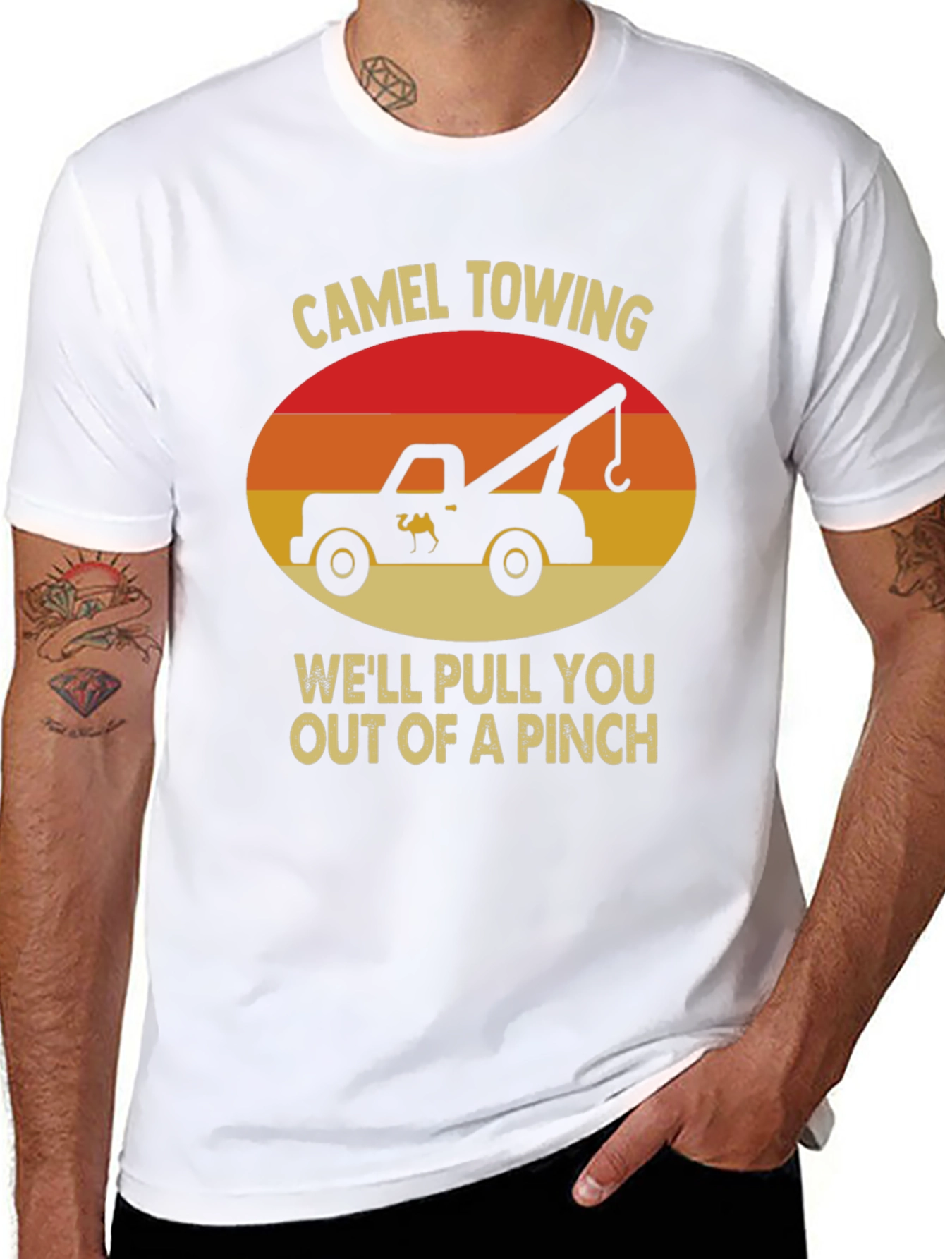 Camel Towing Humor Graphic T-Shirt