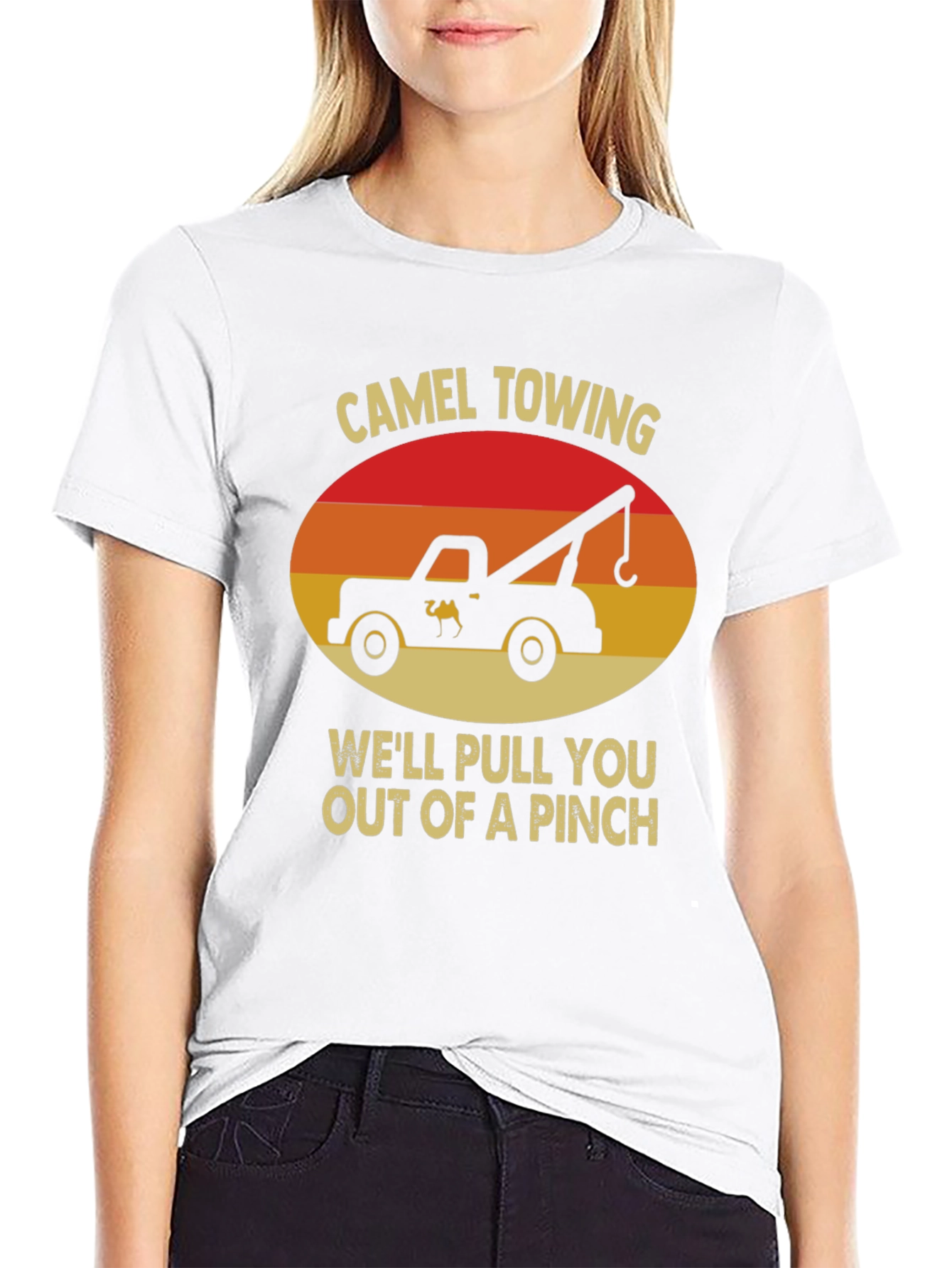 Camel Towing Humor Graphic T-Shirt