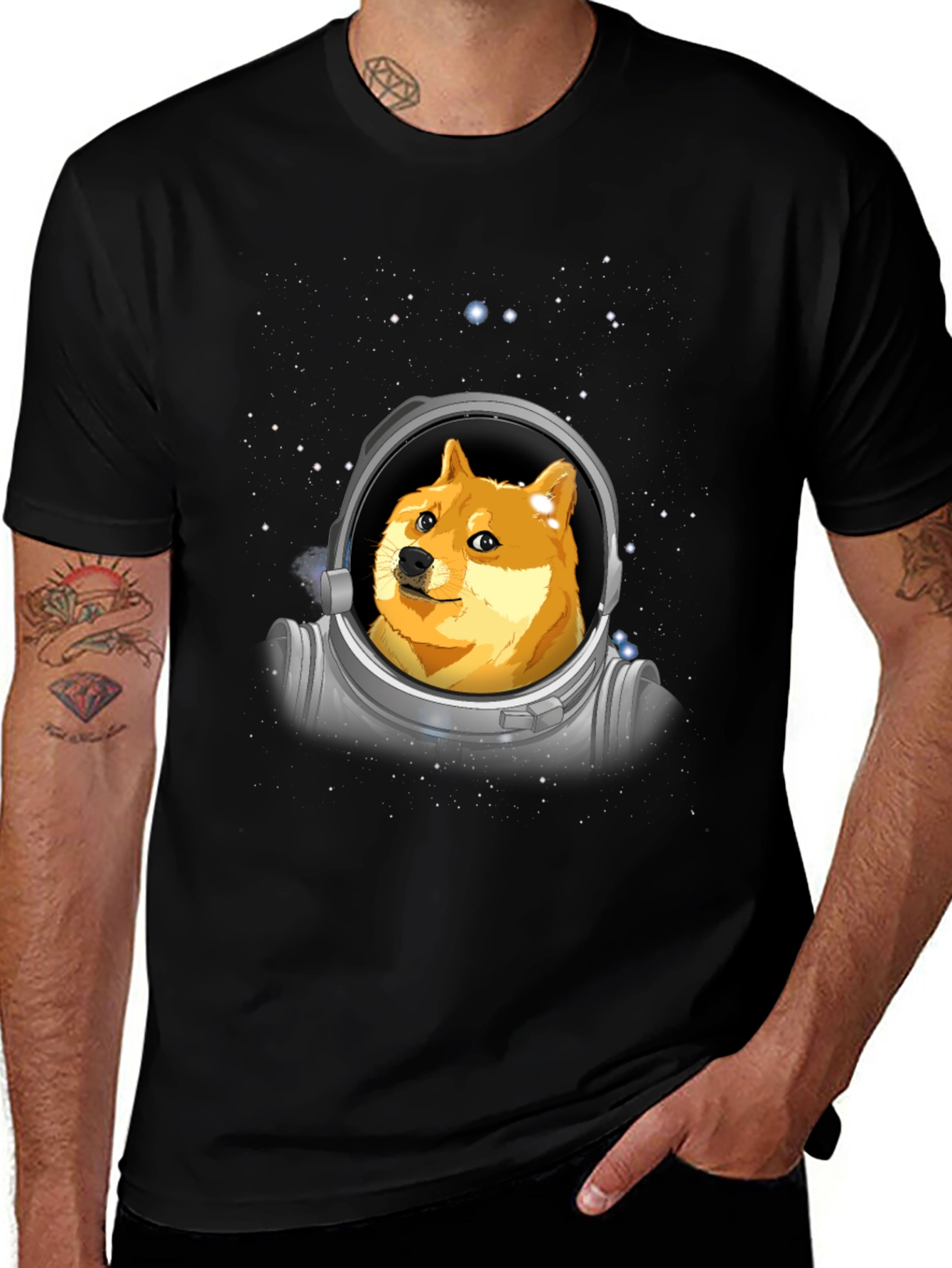 Dogecoin Astronaut Graphic T-Shirt