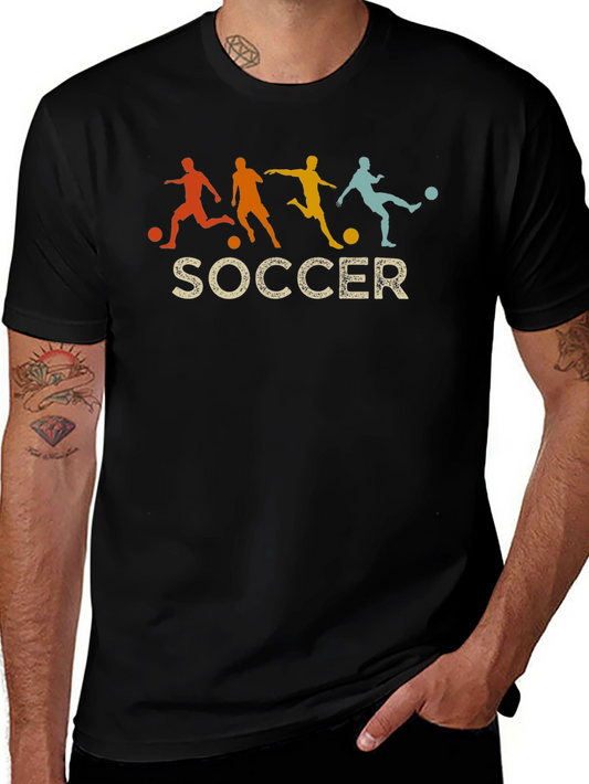 Retro Soccer Silhouette Graphic Tee - Black