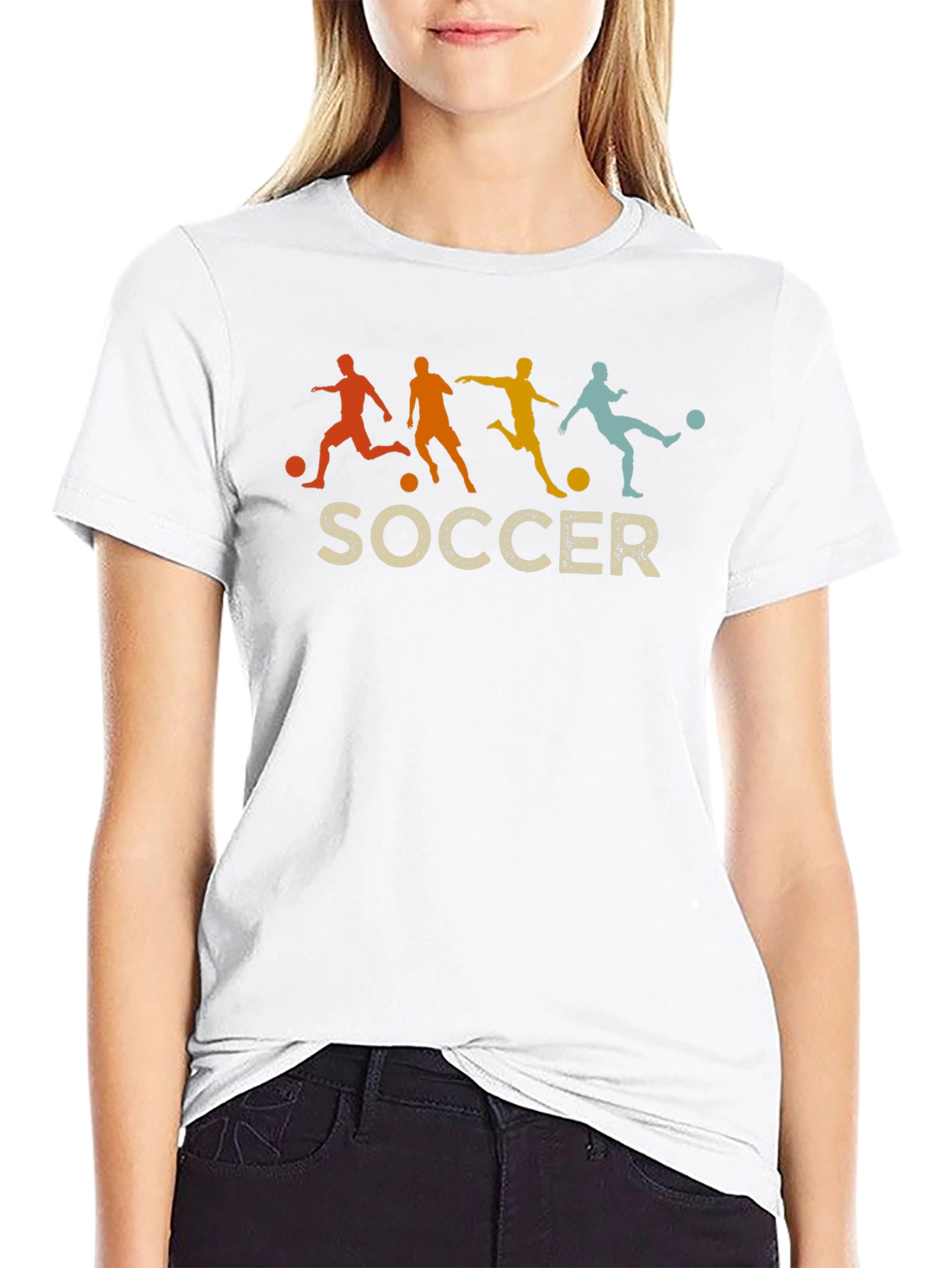 Retro Soccer Silhouette Graphic Tee - Black