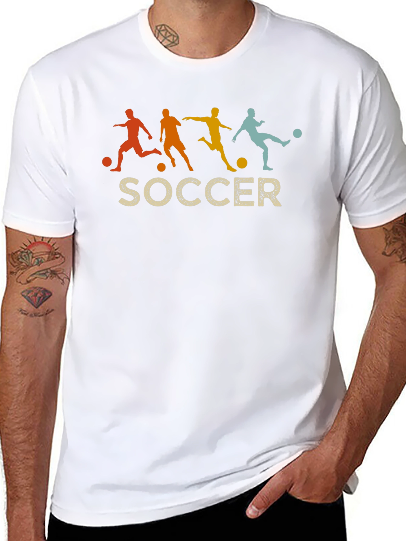 Retro Soccer Silhouette Graphic Tee - Black