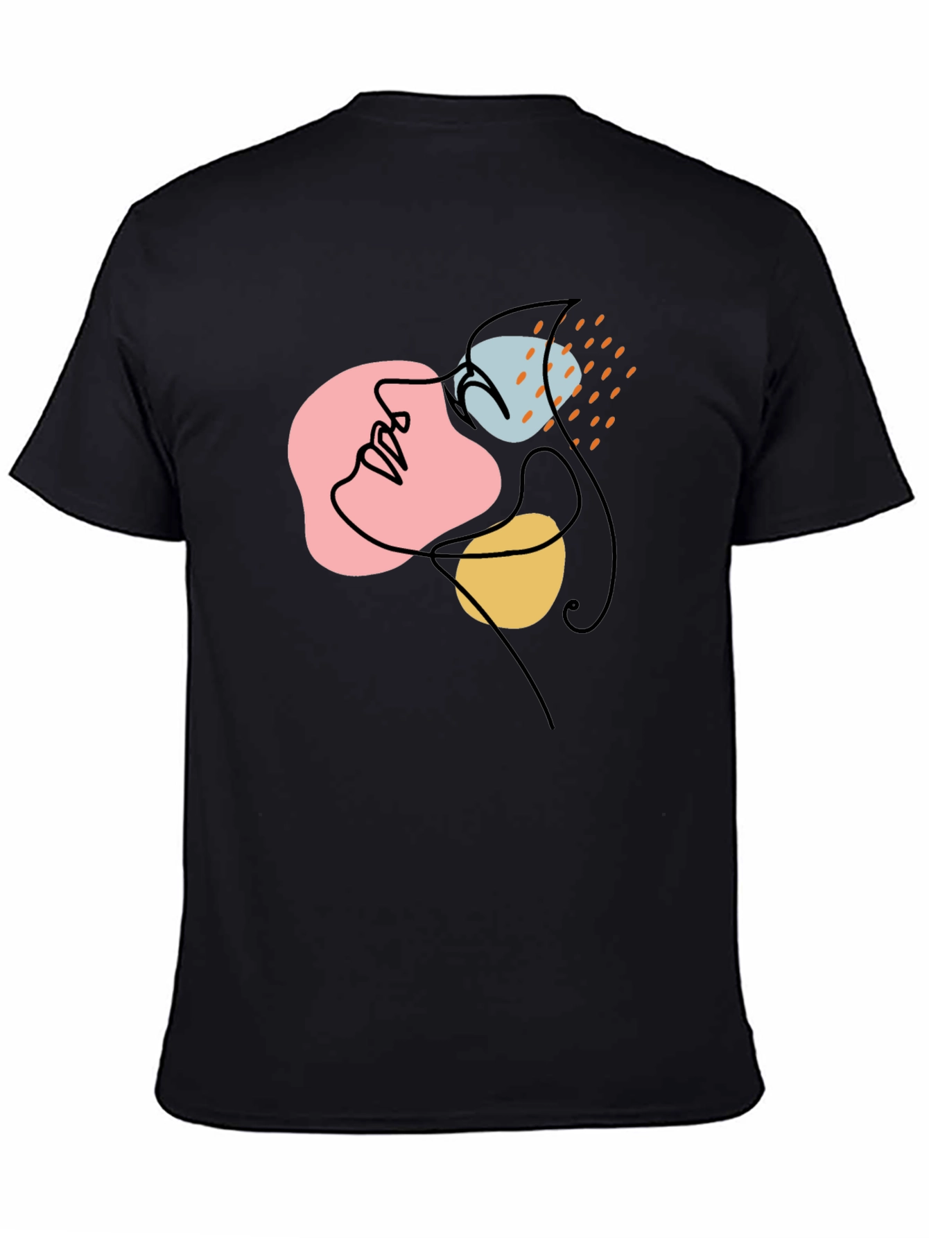 Abstract Face Art Black T-Shirt - Modern Graphic Tee