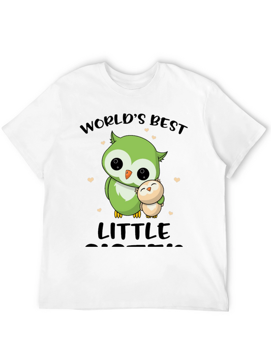 Worlds Best Little Sister Owl Graphic T-Shirt