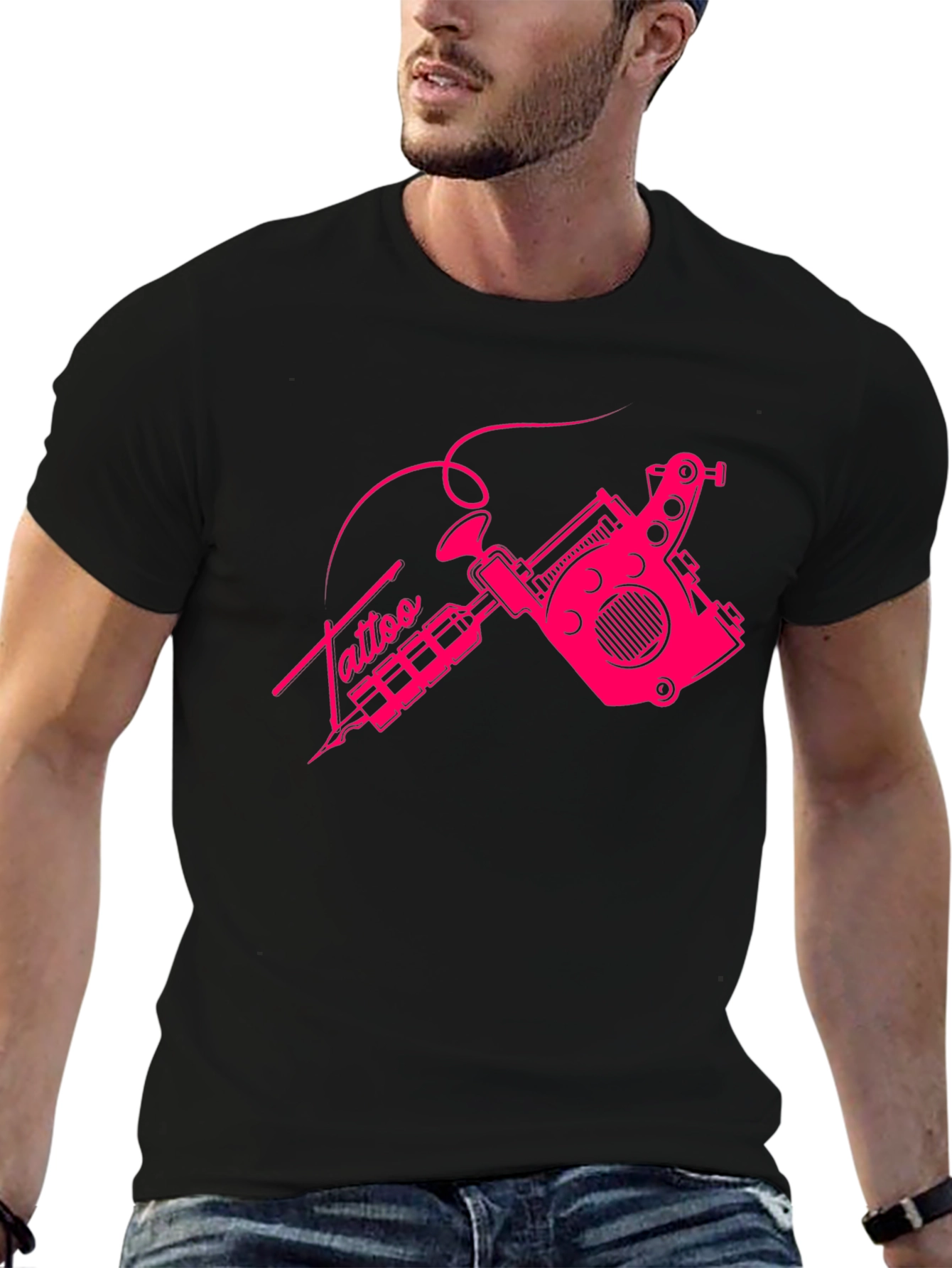 Tattoo Machine Graphic Tee - Cool Black T-Shirt