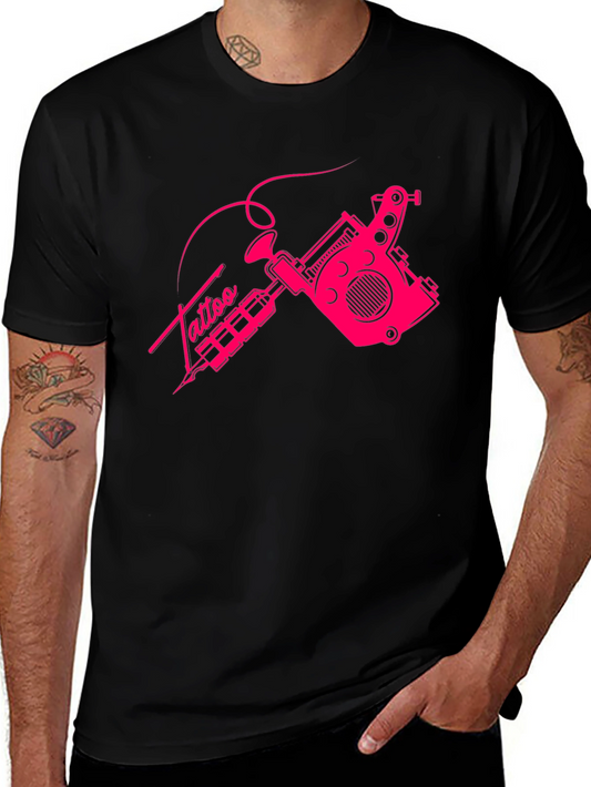 Tattoo Machine Graphic Tee - Cool Black T-Shirt