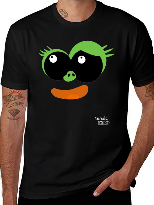 Fun Cartoon Face Black T-Shirt