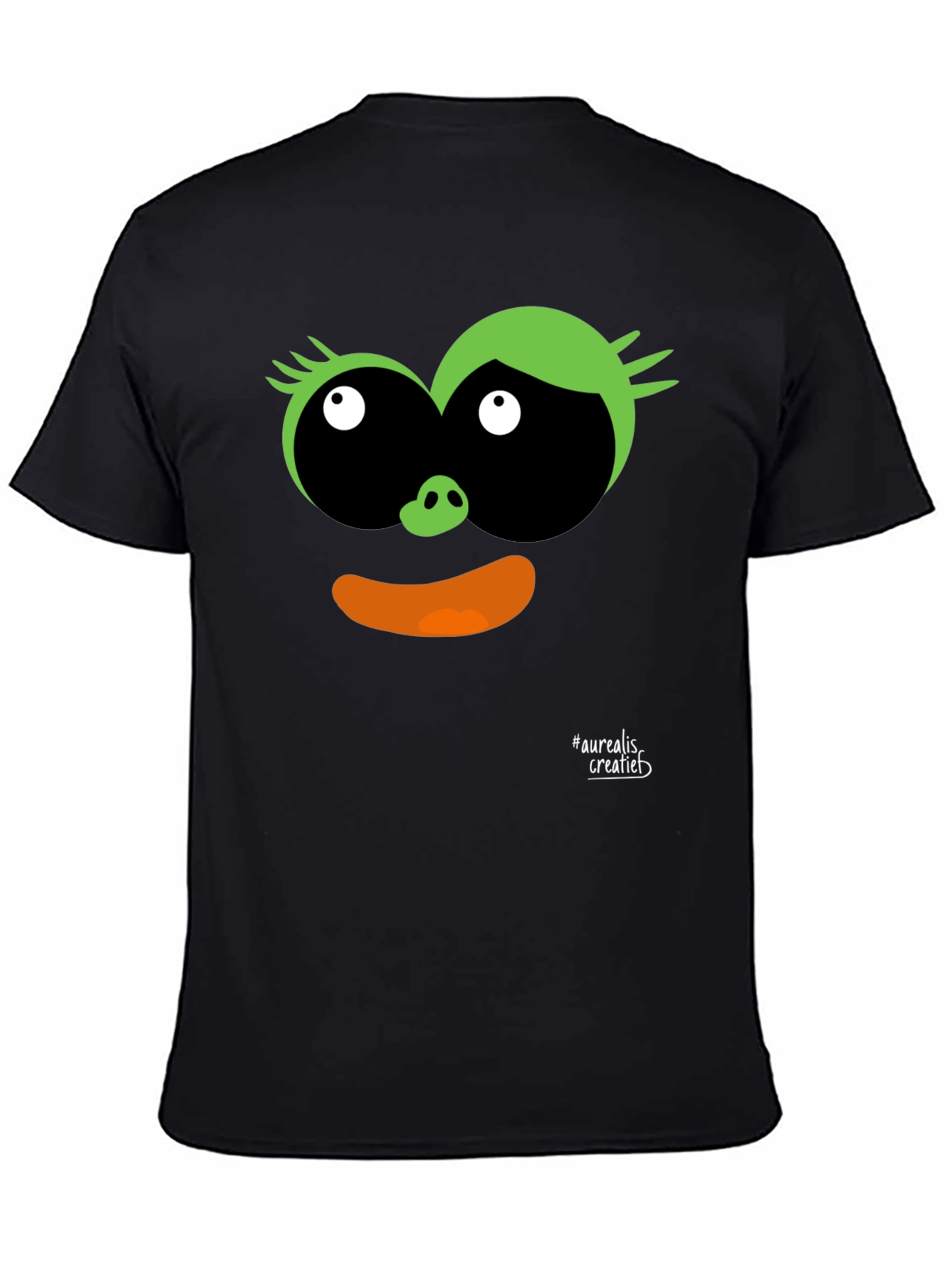 Fun Cartoon Face Black T-Shirt