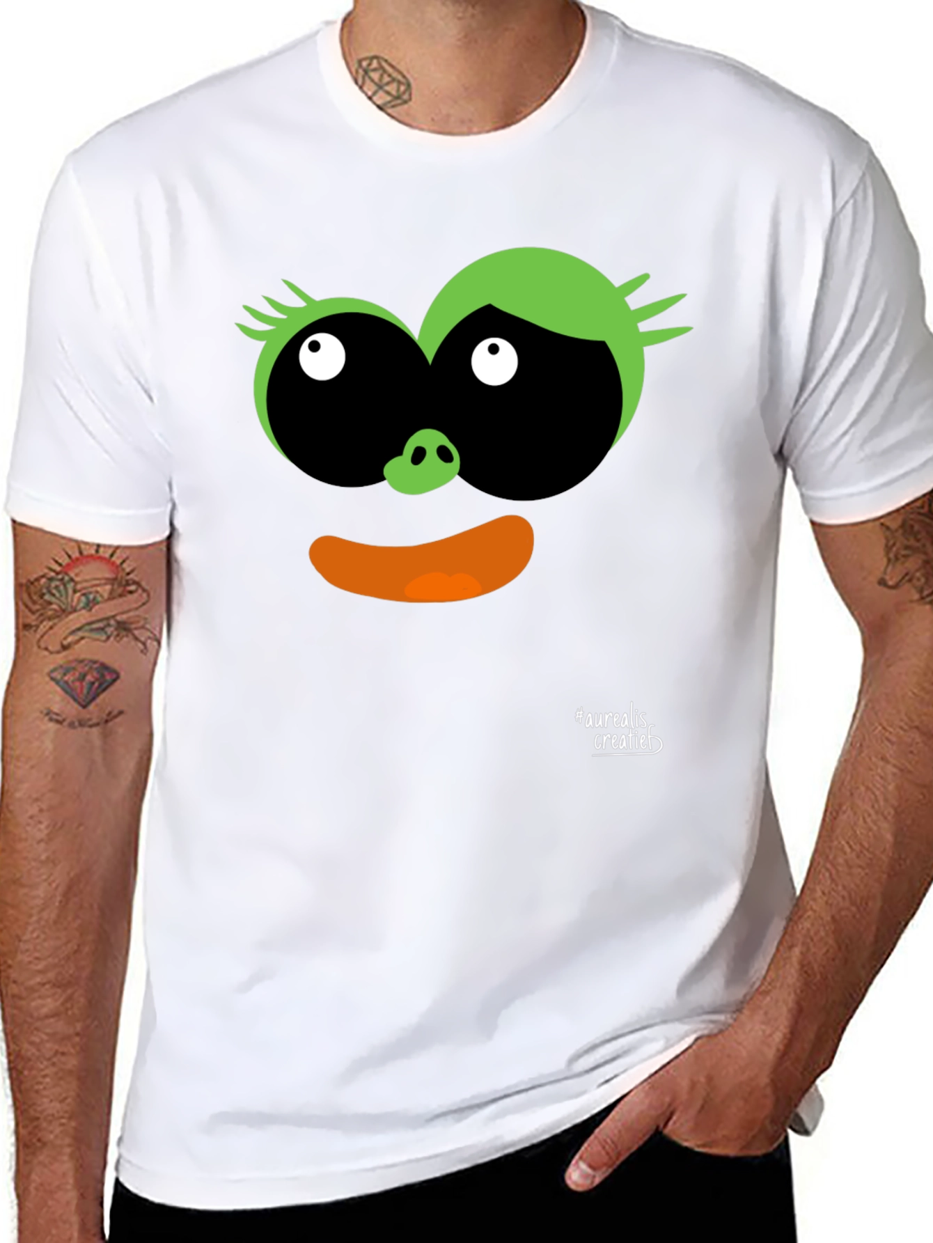 Fun Cartoon Face Black T-Shirt