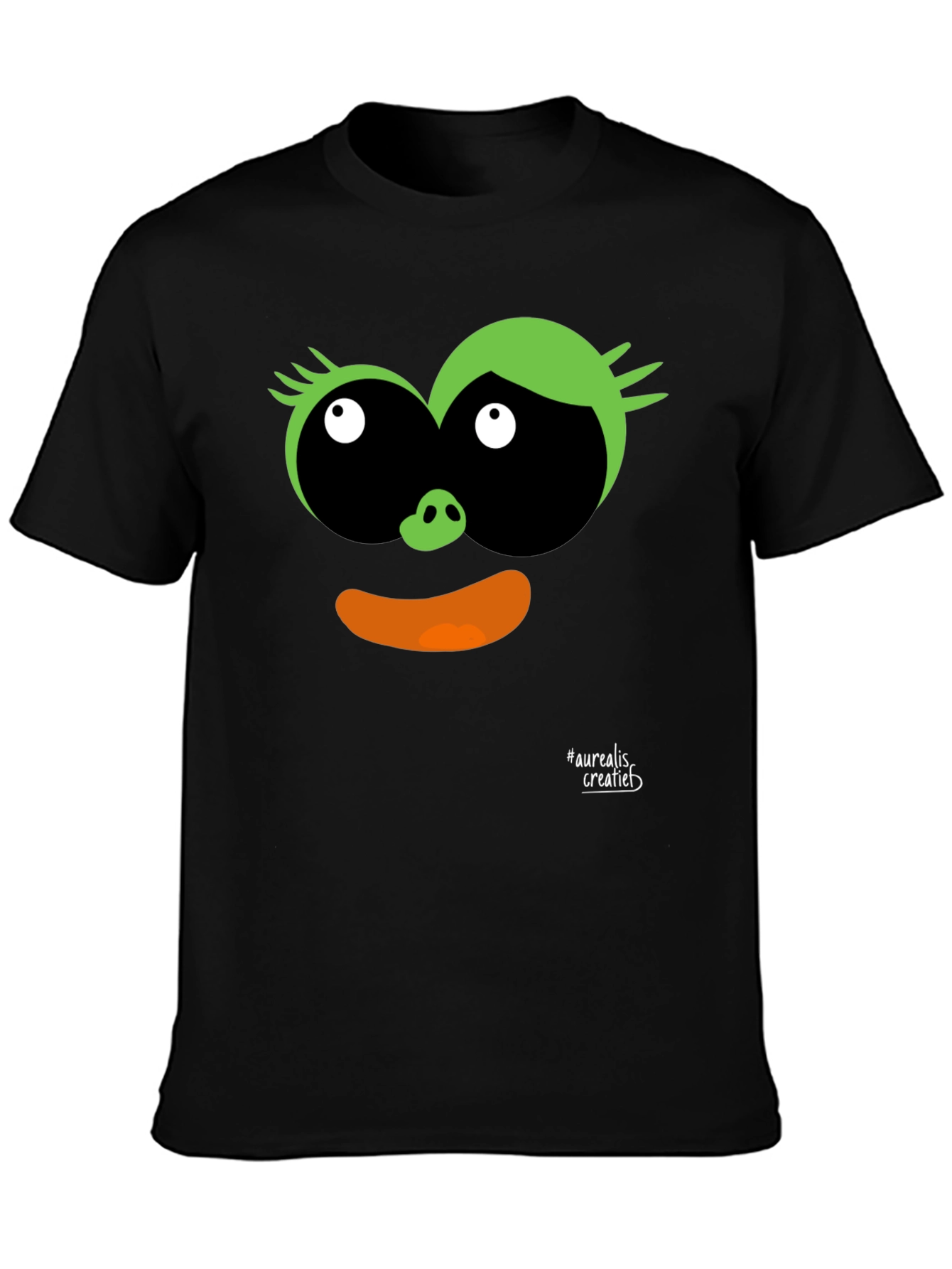 Fun Cartoon Face Black T-Shirt