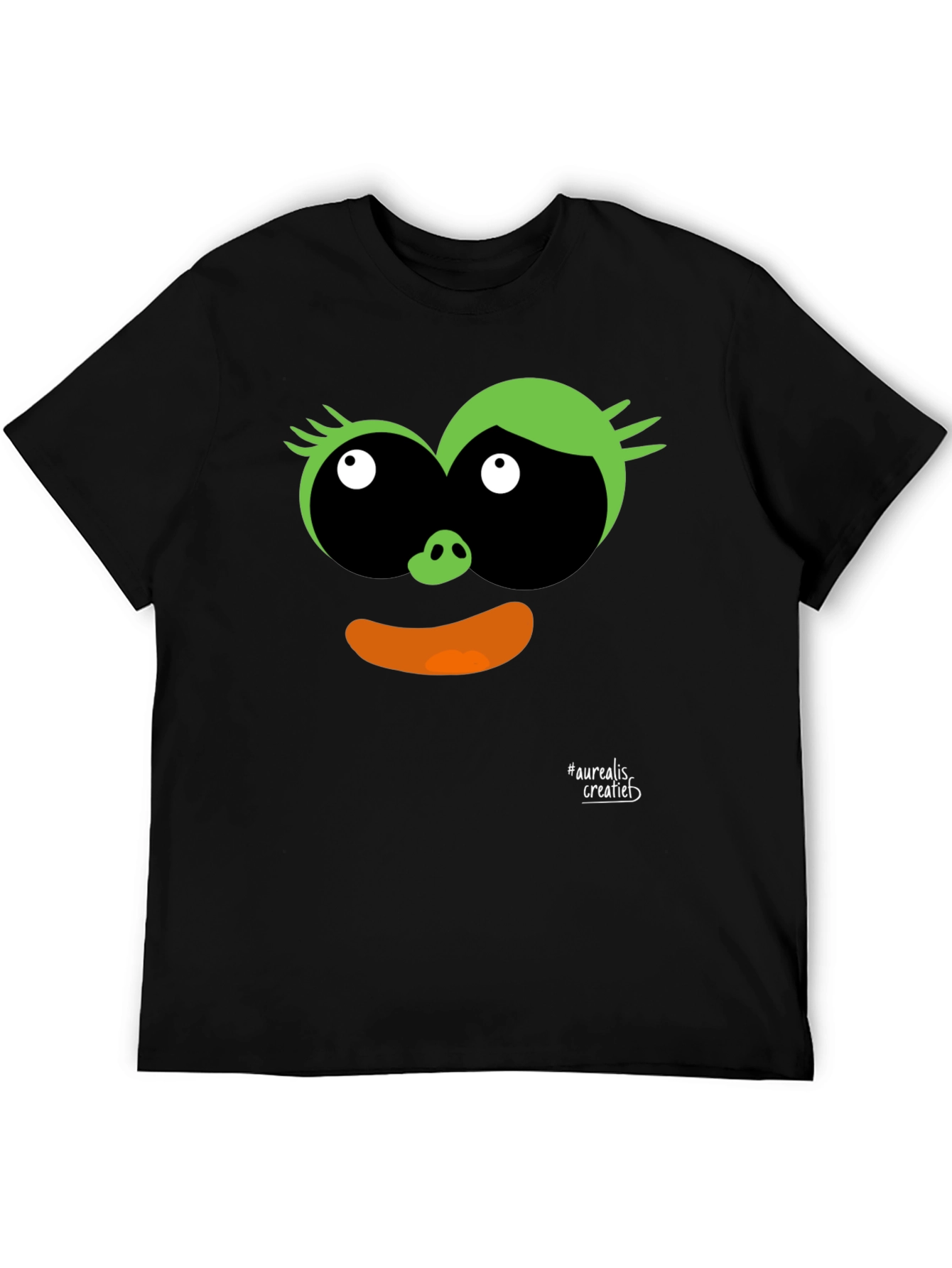 Fun Cartoon Face Black T-Shirt