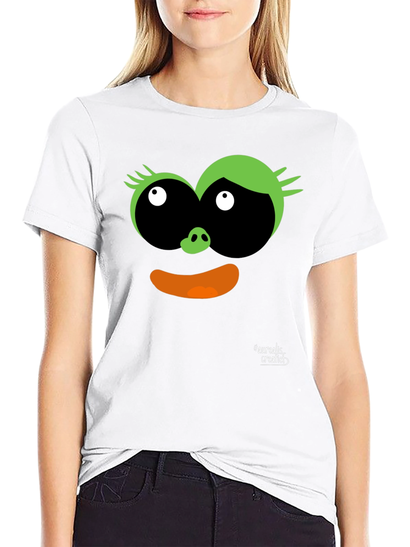 Fun Cartoon Face Black T-Shirt
