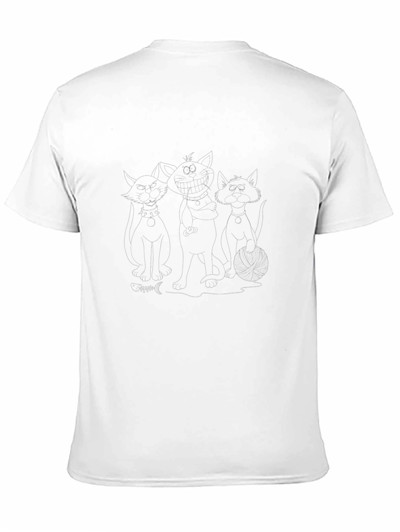 Cartoon Cat Crew Graphic Black T-Shirt