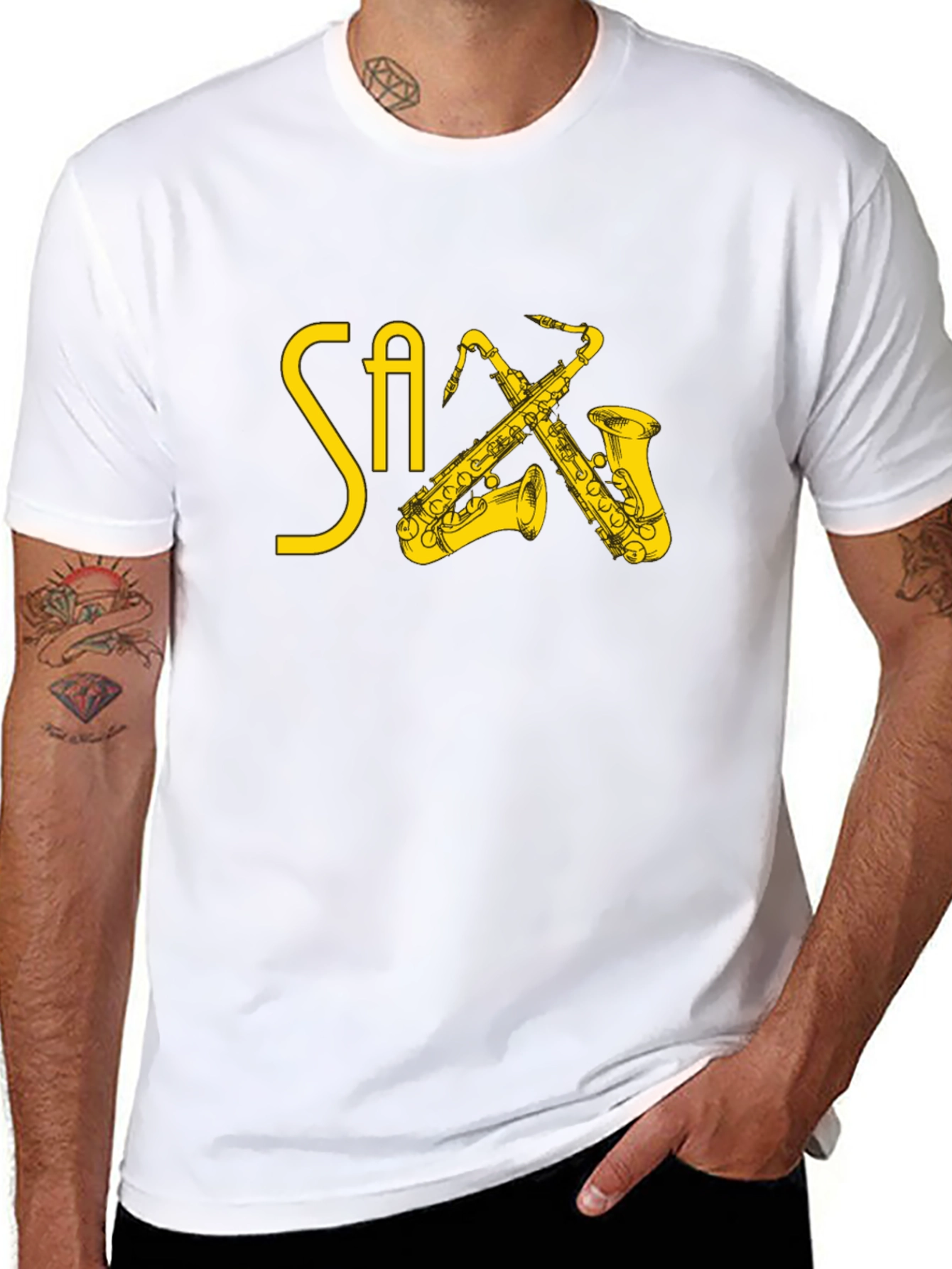 Saxophone Graphic Print T-Shirt