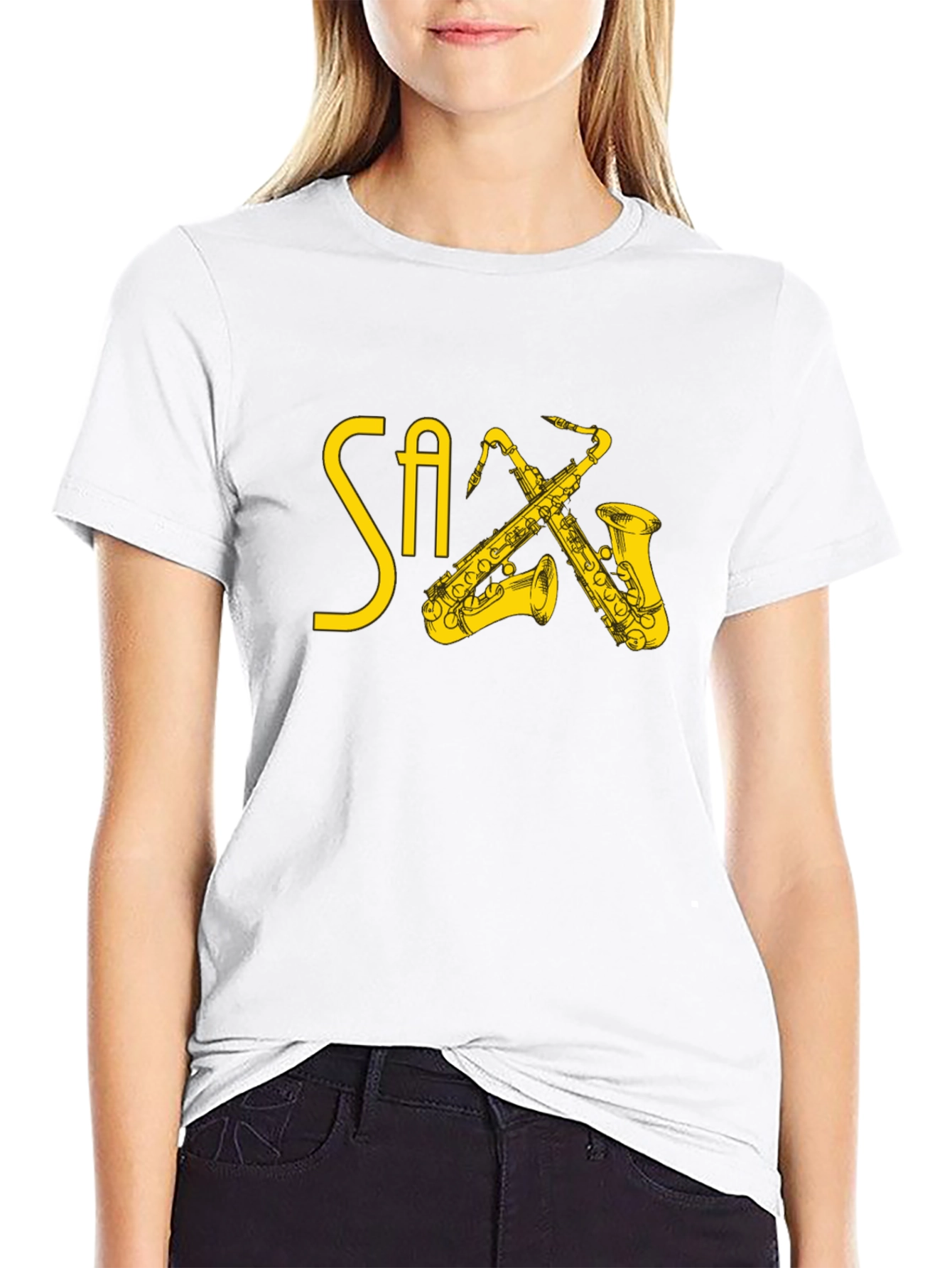 Saxophone Graphic Print T-Shirt