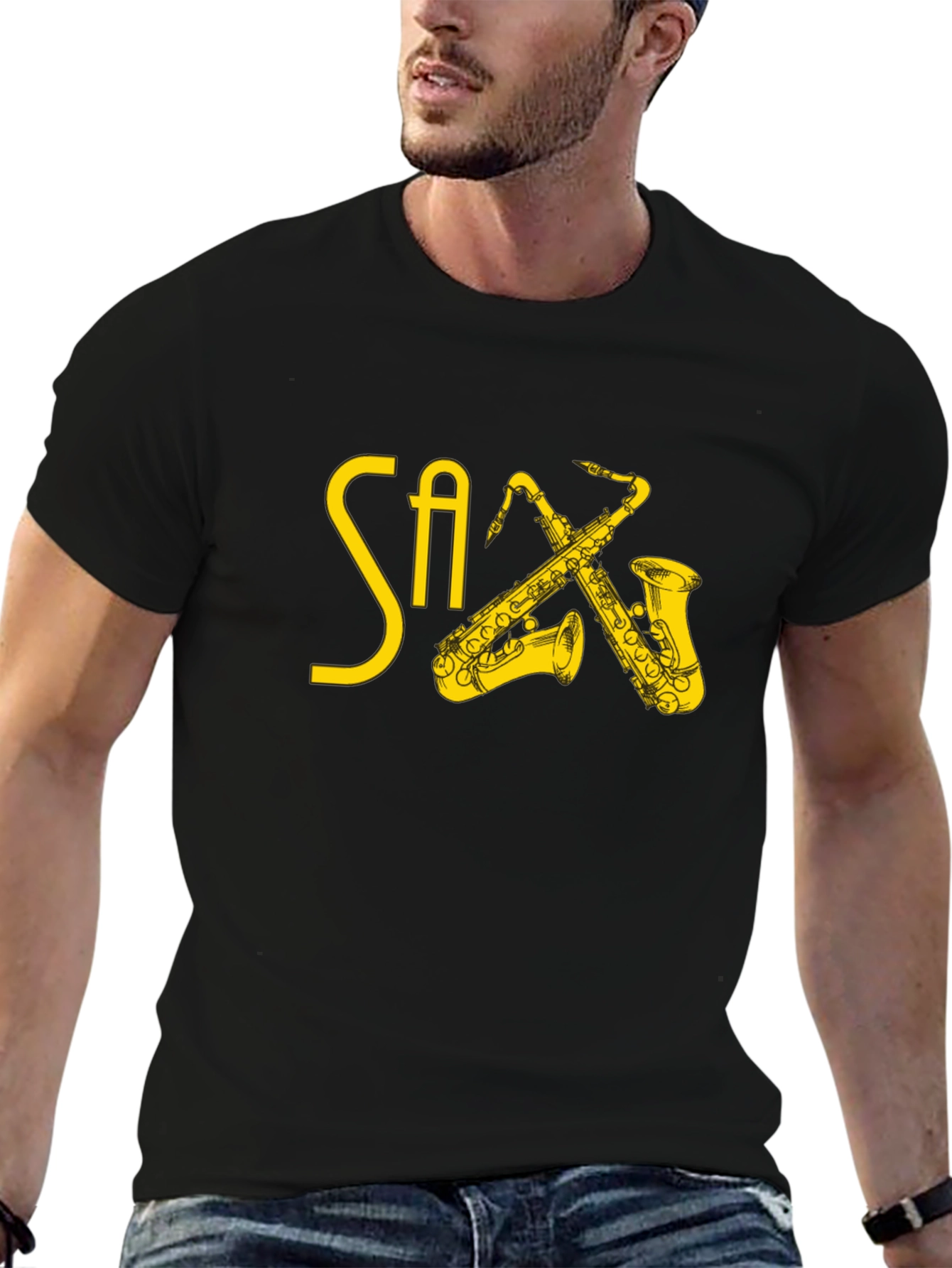 Saxophone Graphic Print T-Shirt