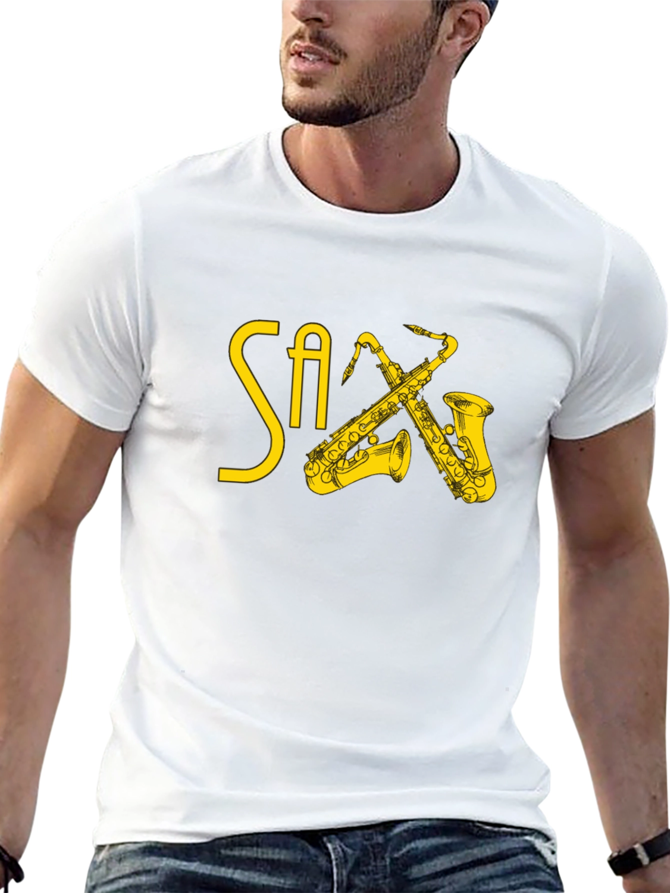 Saxophone Graphic Print T-Shirt