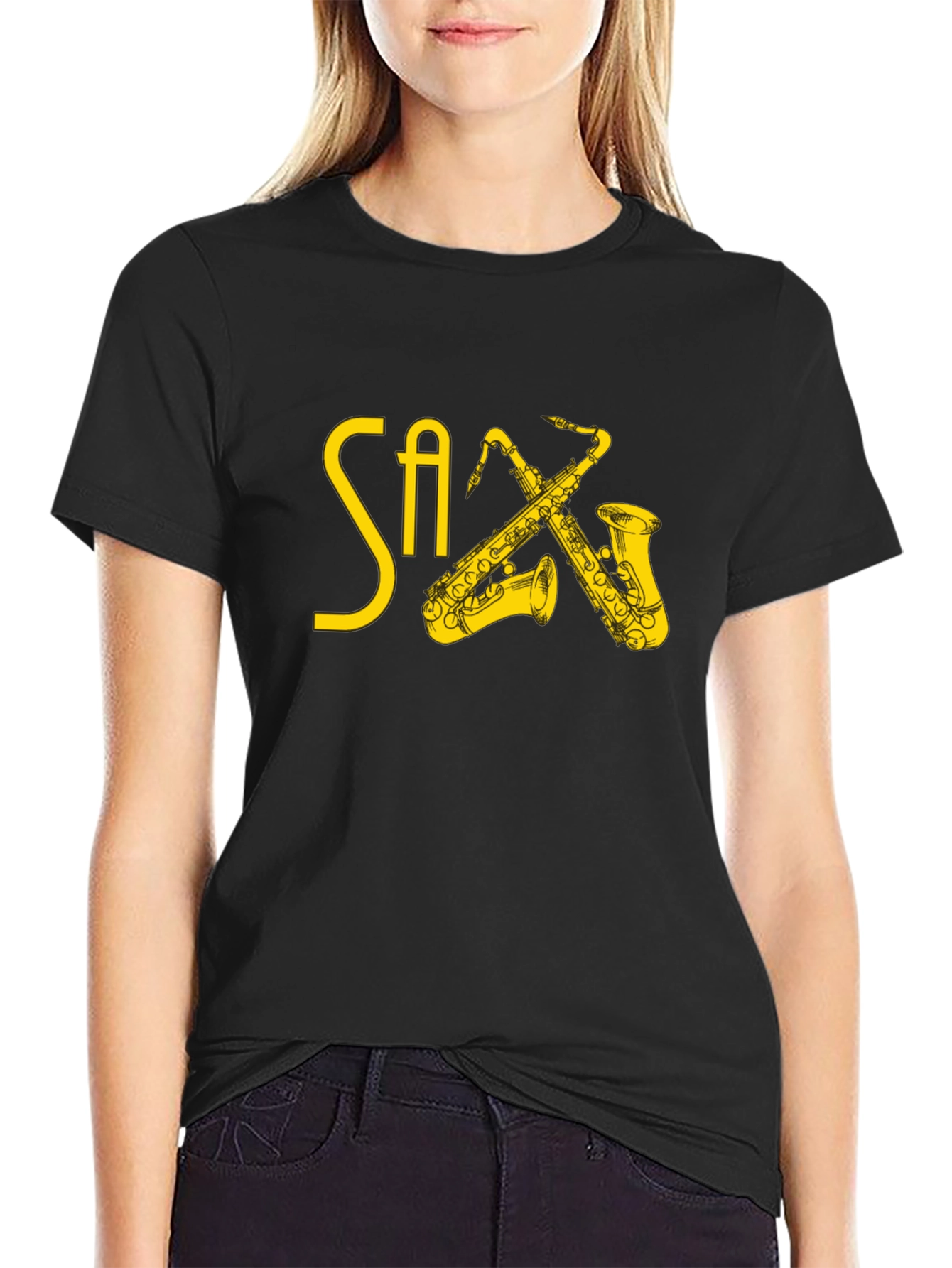 Saxophone Graphic Print T-Shirt