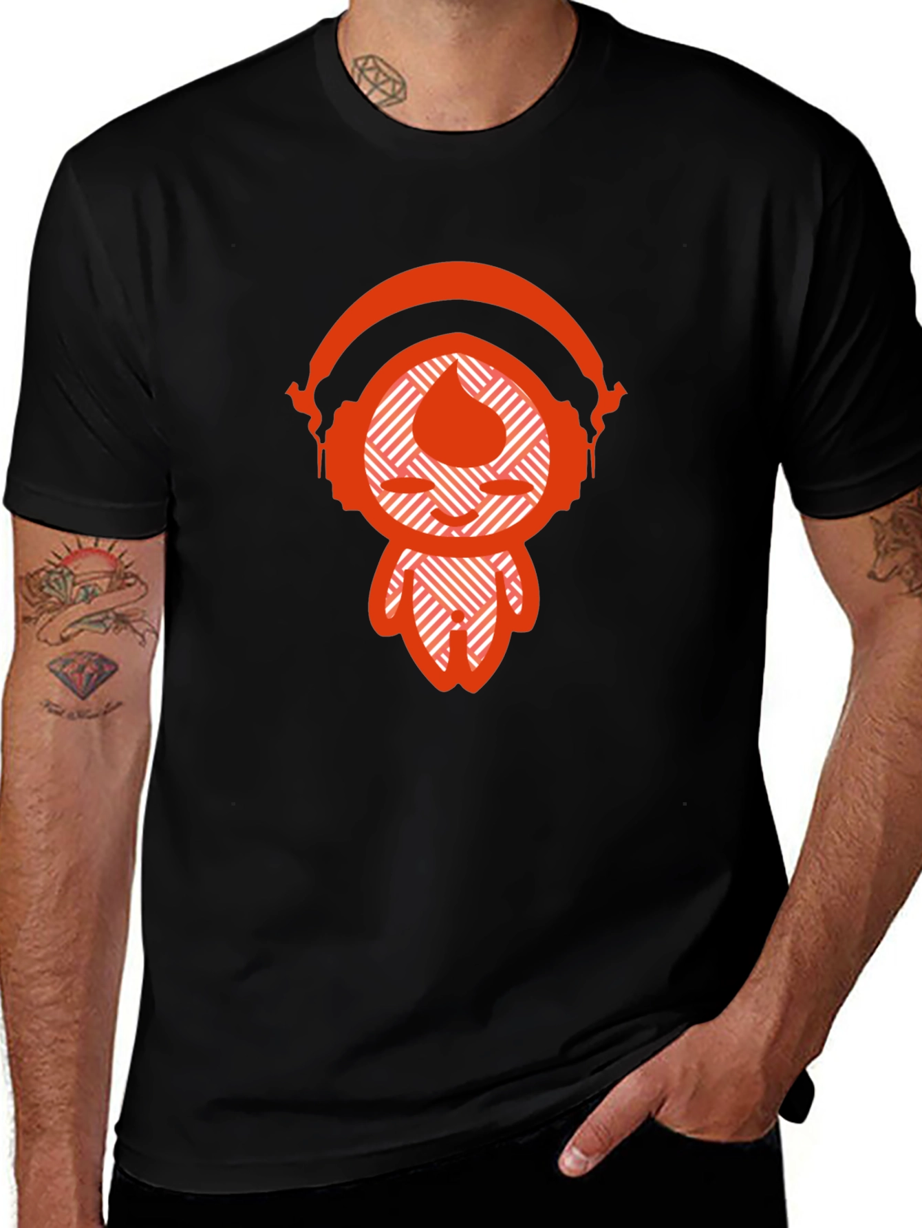 Cool Graphic Tee - Headphones Design Casual Wear