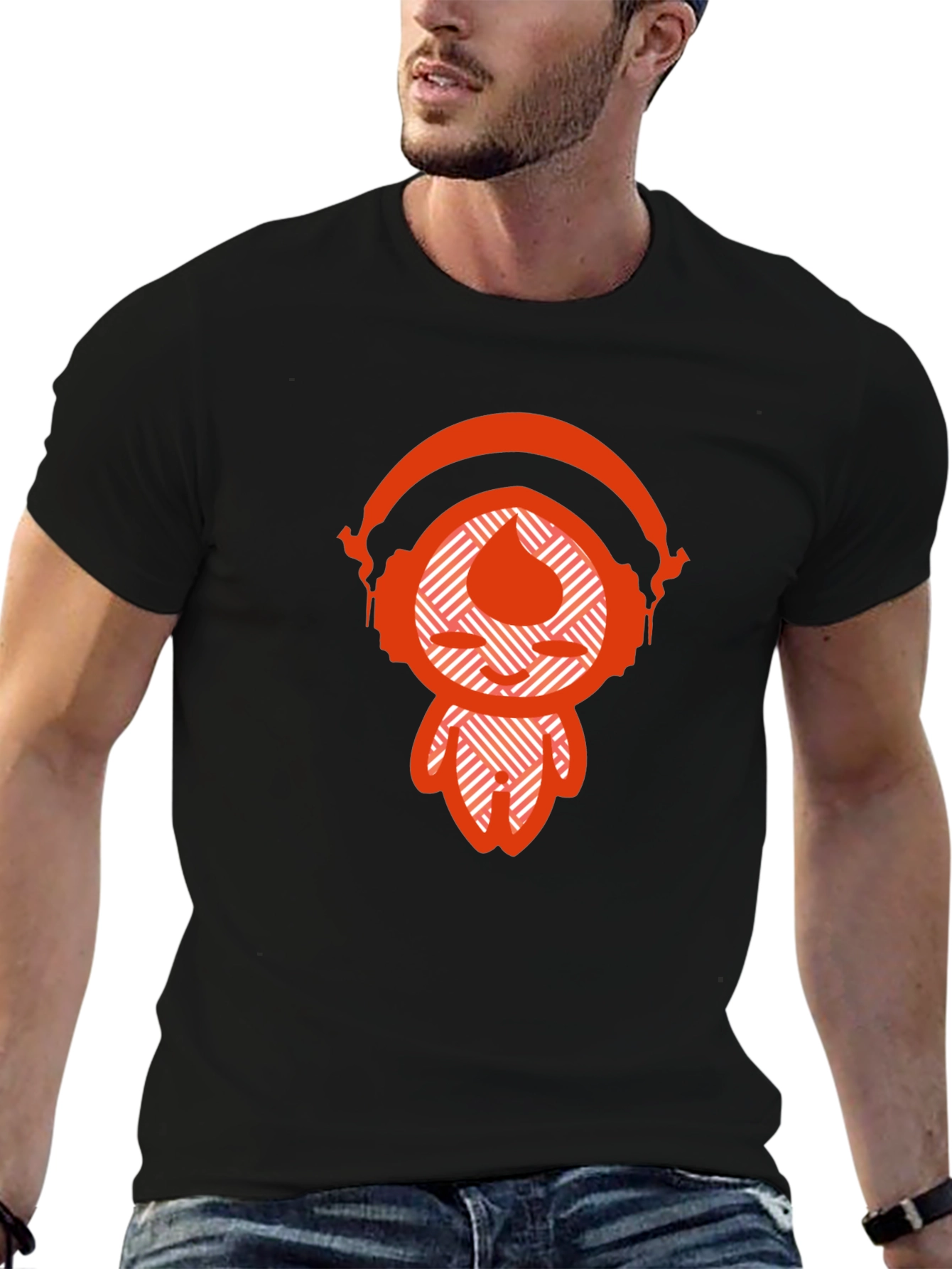 Cool Graphic Tee - Headphones Design Casual Wear