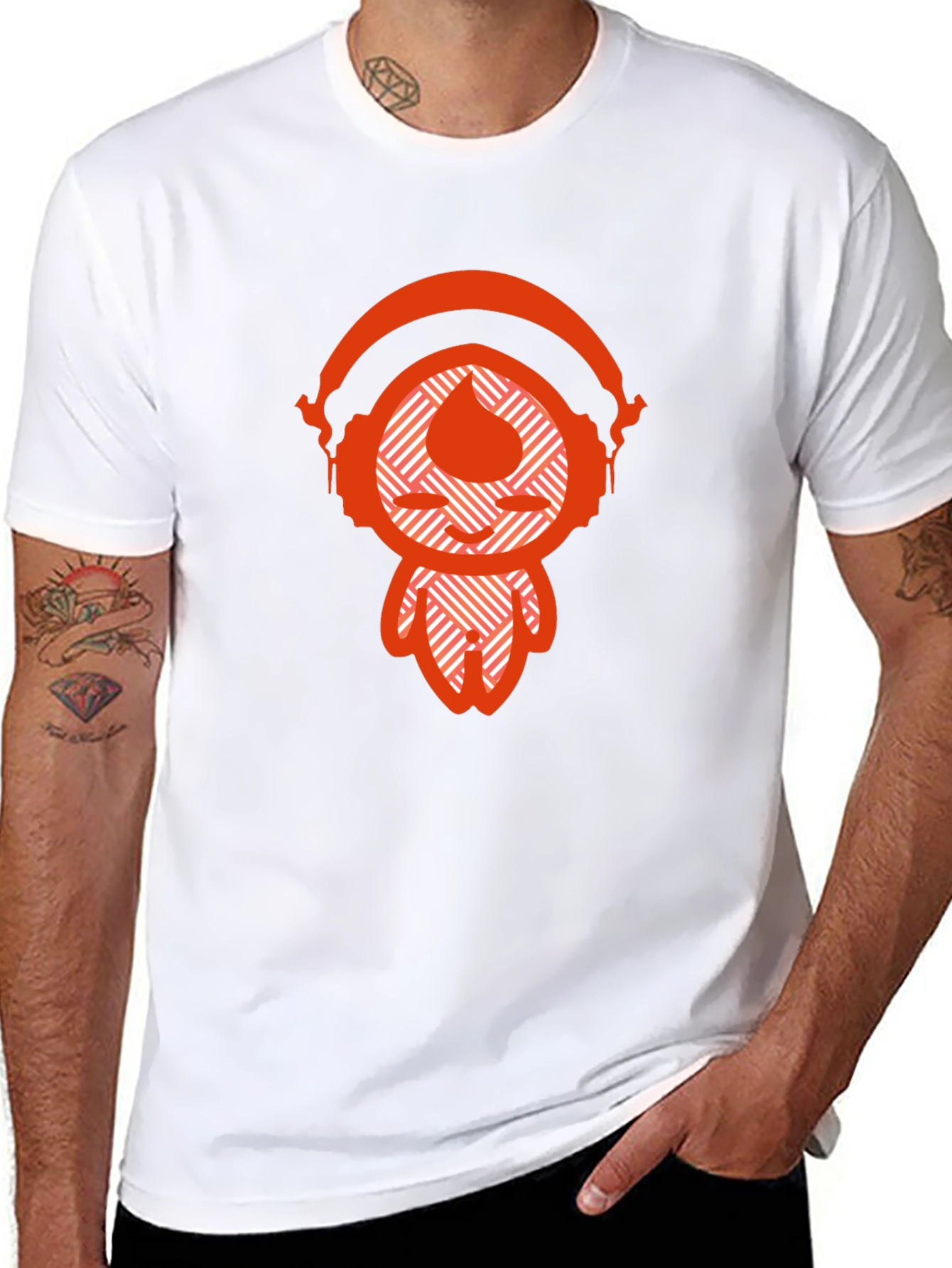 Cool Graphic Tee - Headphones Design Casual Wear